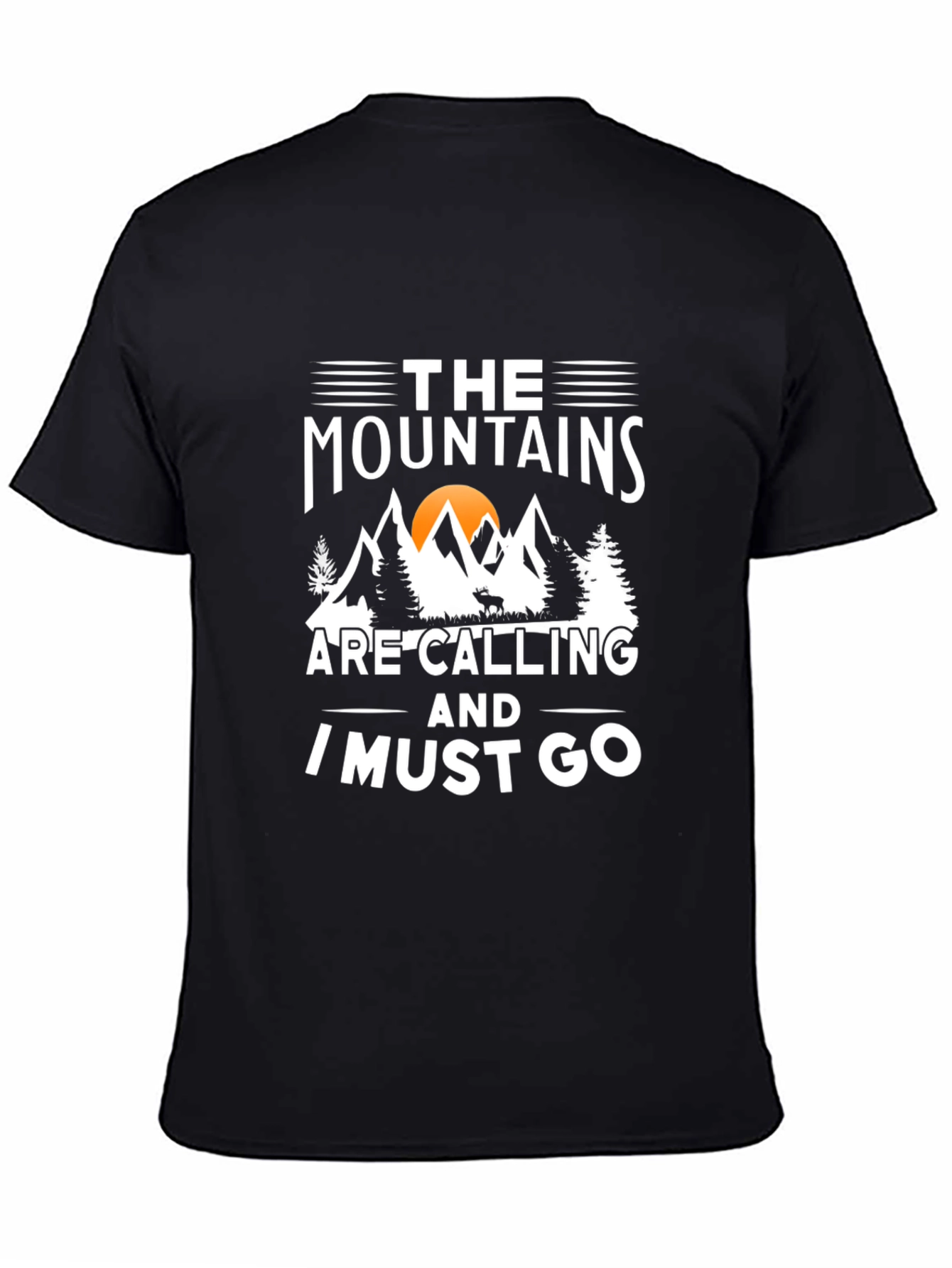 Mountains Are Calling Black Graphic Tee
