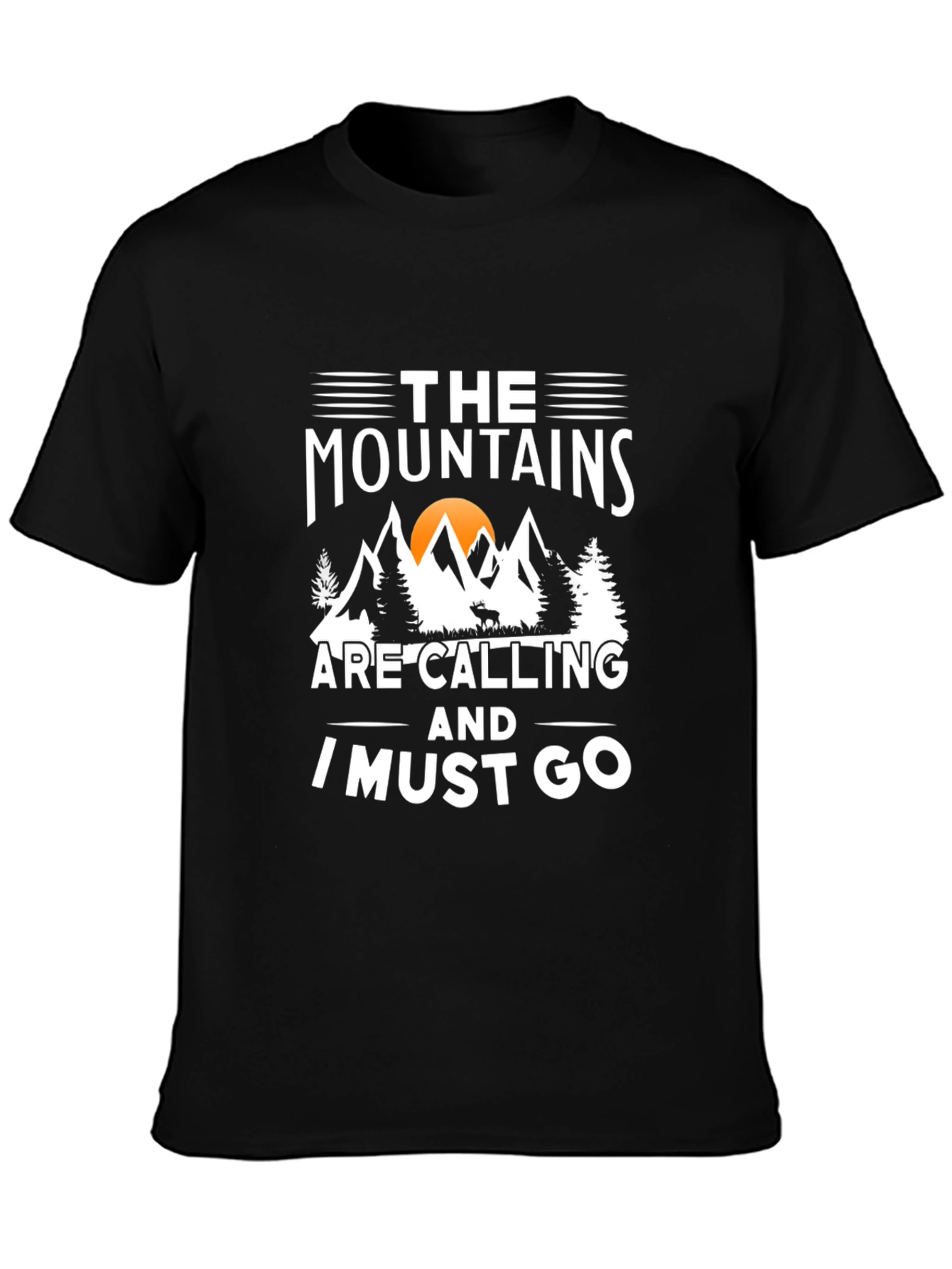 Mountains Are Calling Black Graphic Tee