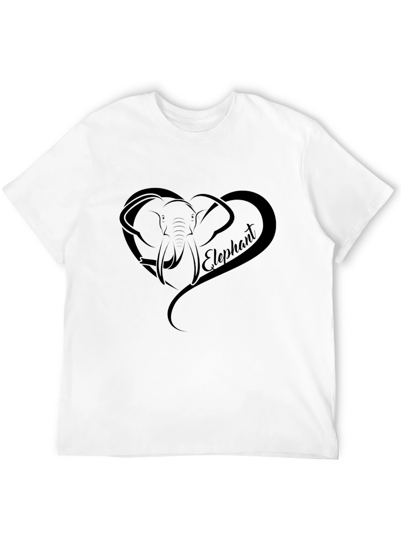 Elephant Heart Graphic Tee - Black Casual T-Shirt