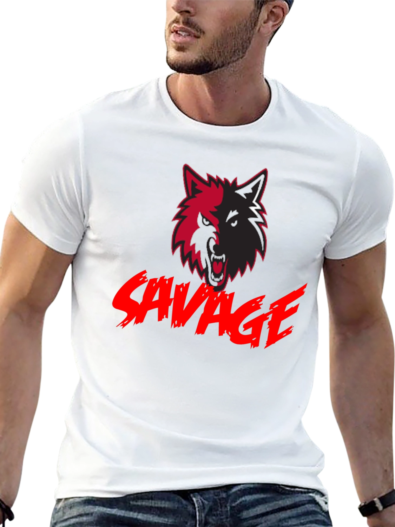Savage Wolf Graphic Black T-Shirt