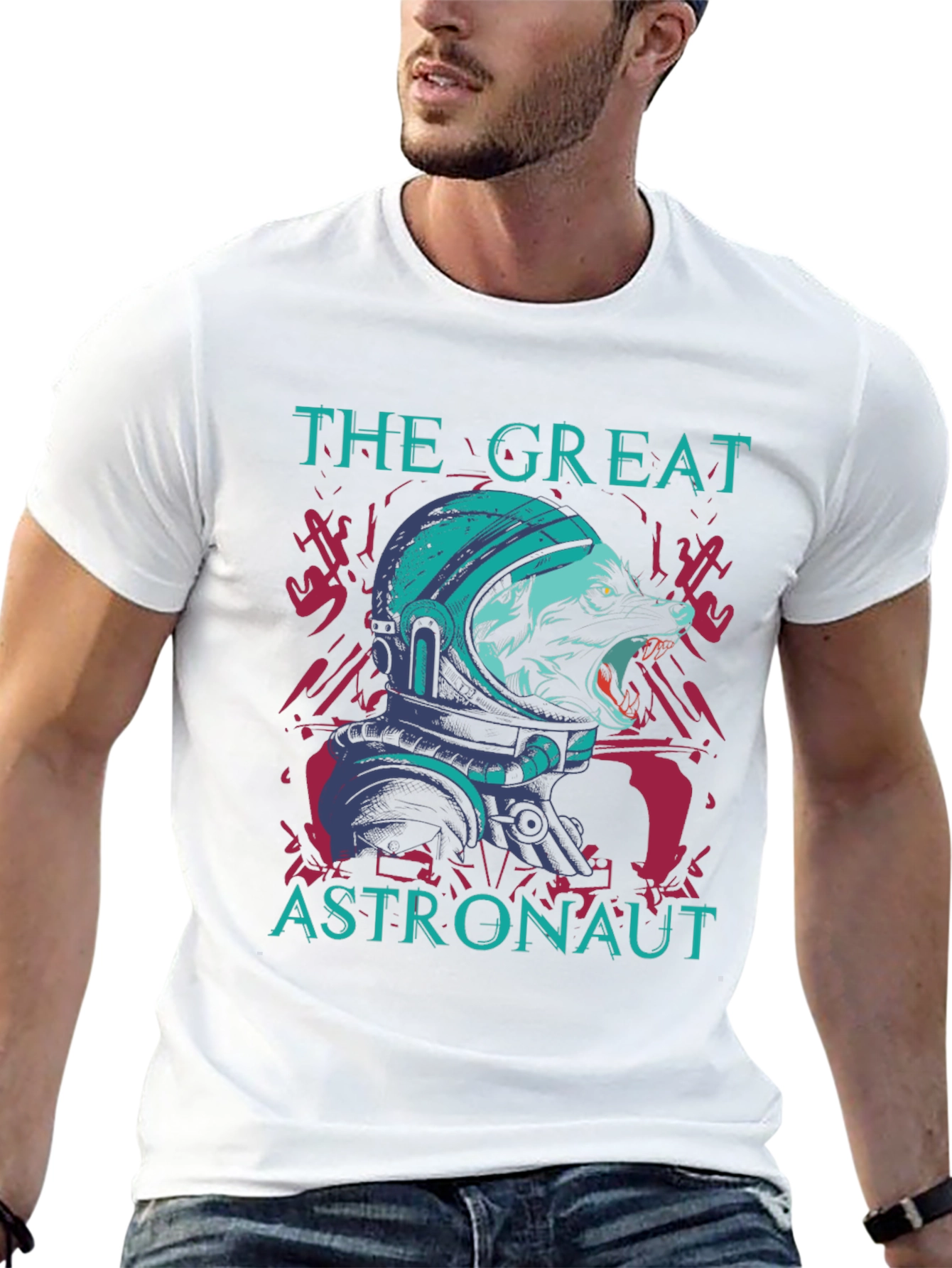 The Great Astronaut Wolf Graphic Tee