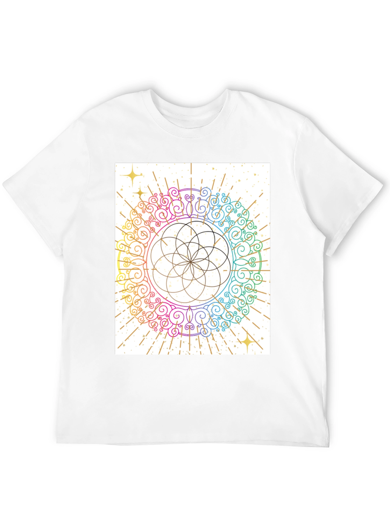 Rainbow Mandala Graphic Tee - Unique Design