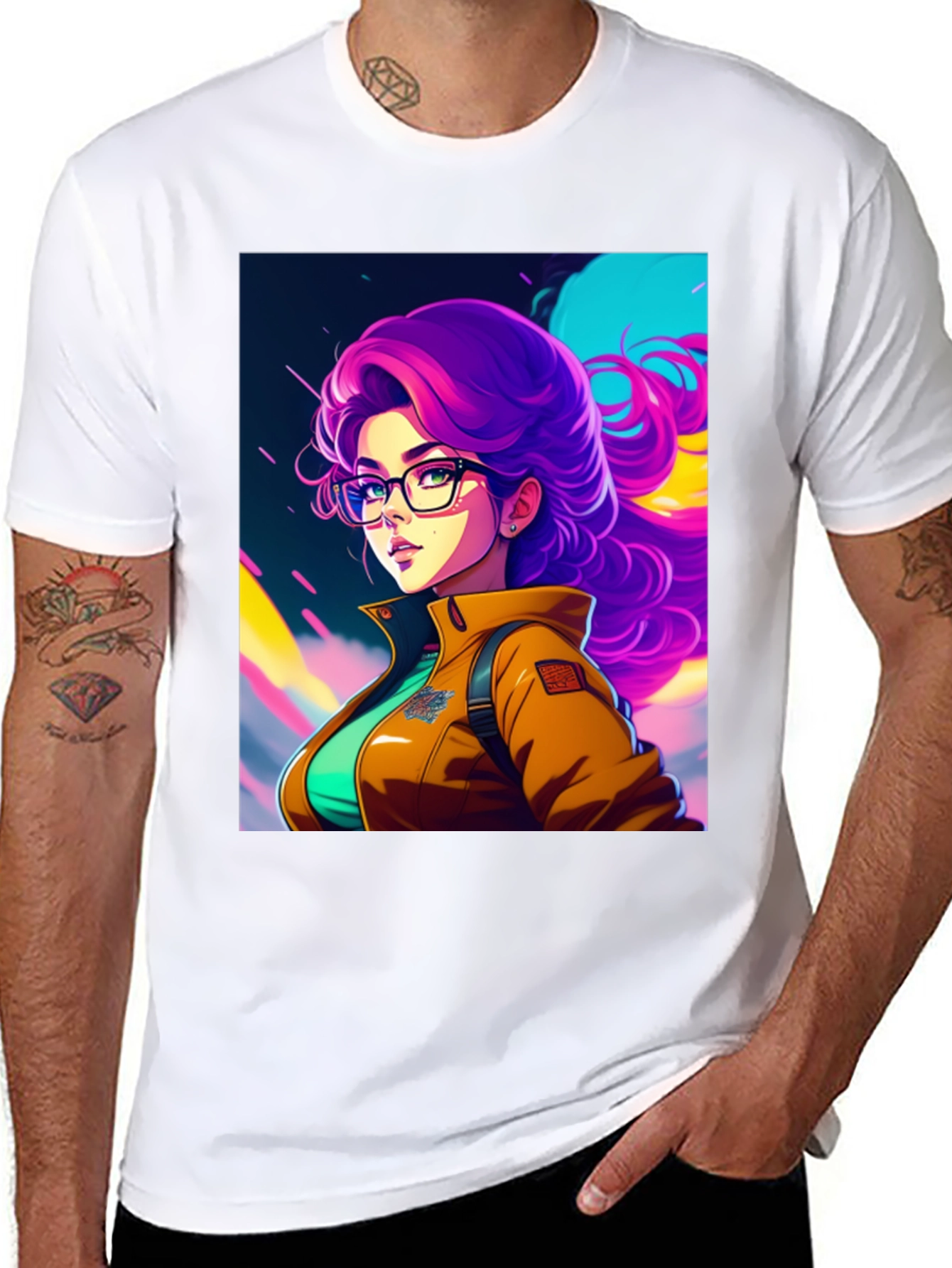 Retro Anime Girl T-Shirt - Black Cotton Tee