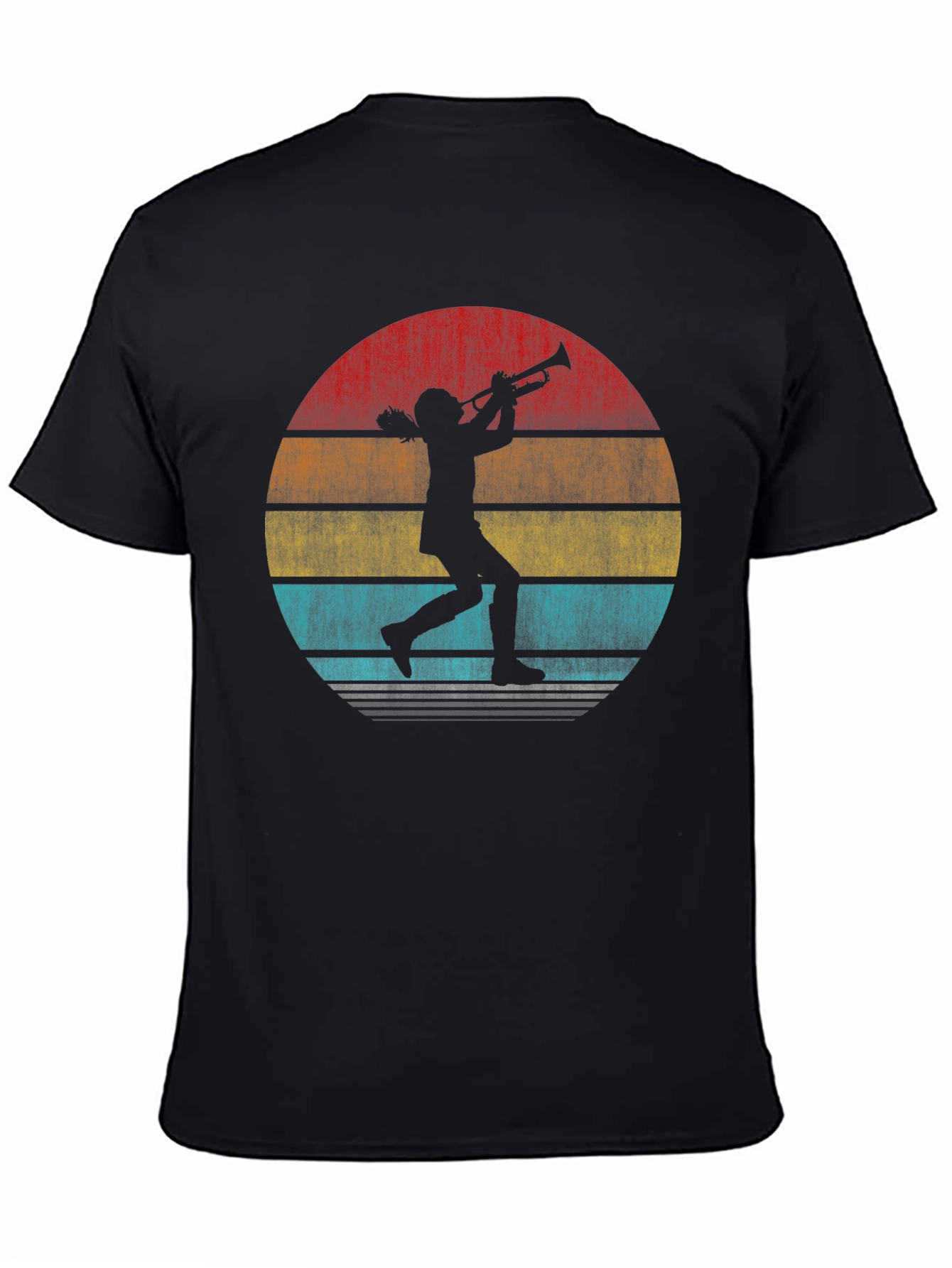 Trumpet Player Retro Sunset Graphic T-Shirt