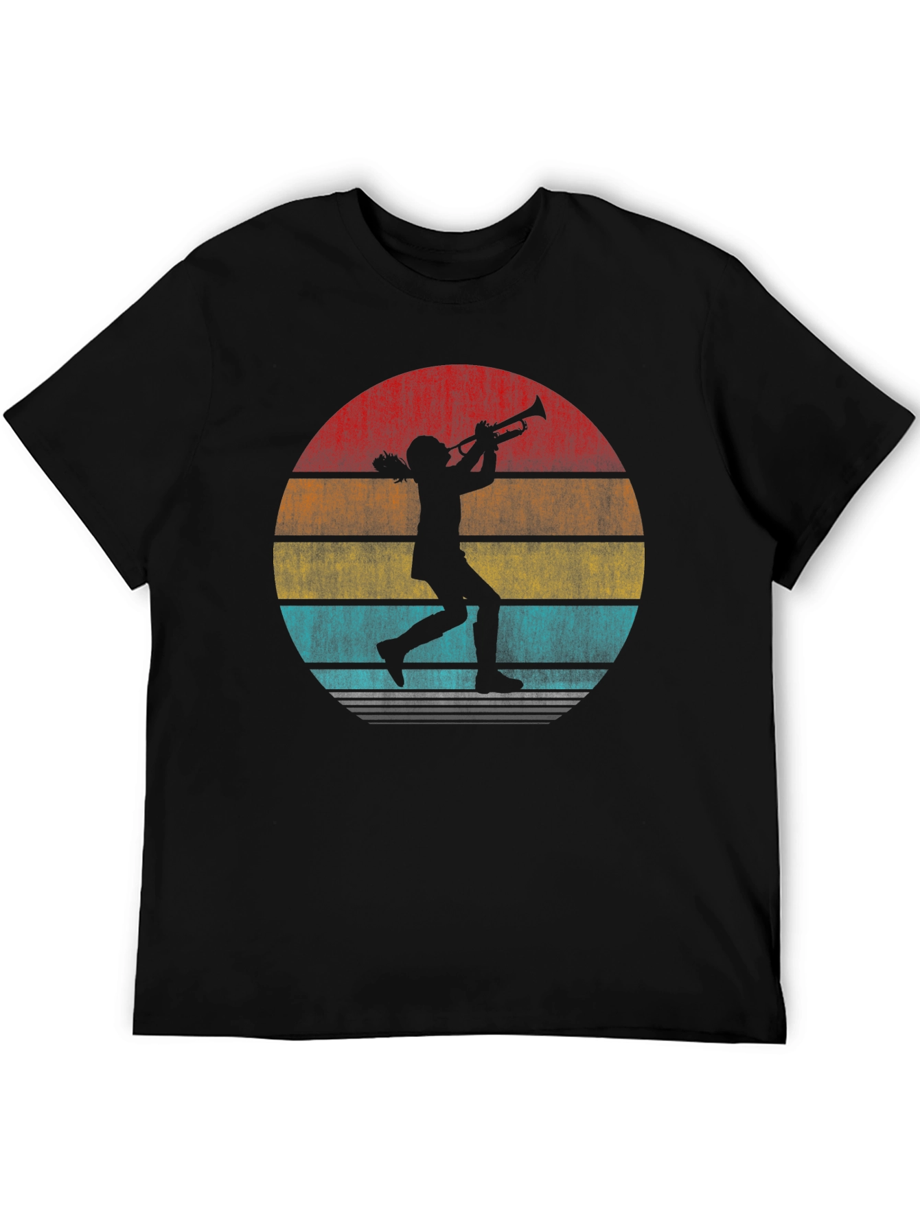 Trumpet Player Retro Sunset Graphic T-Shirt