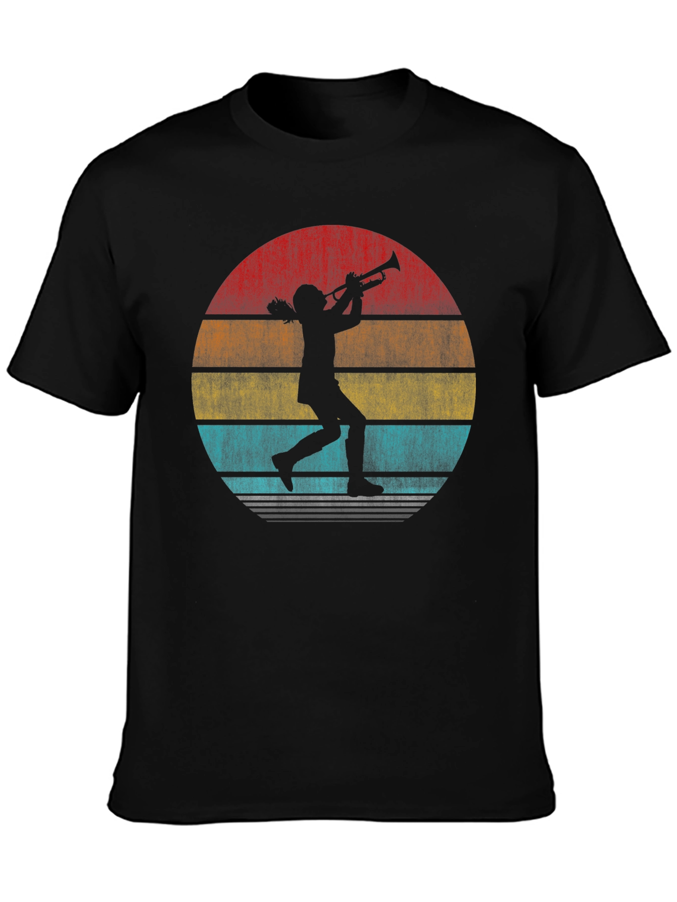 Trumpet Player Retro Sunset Graphic T-Shirt