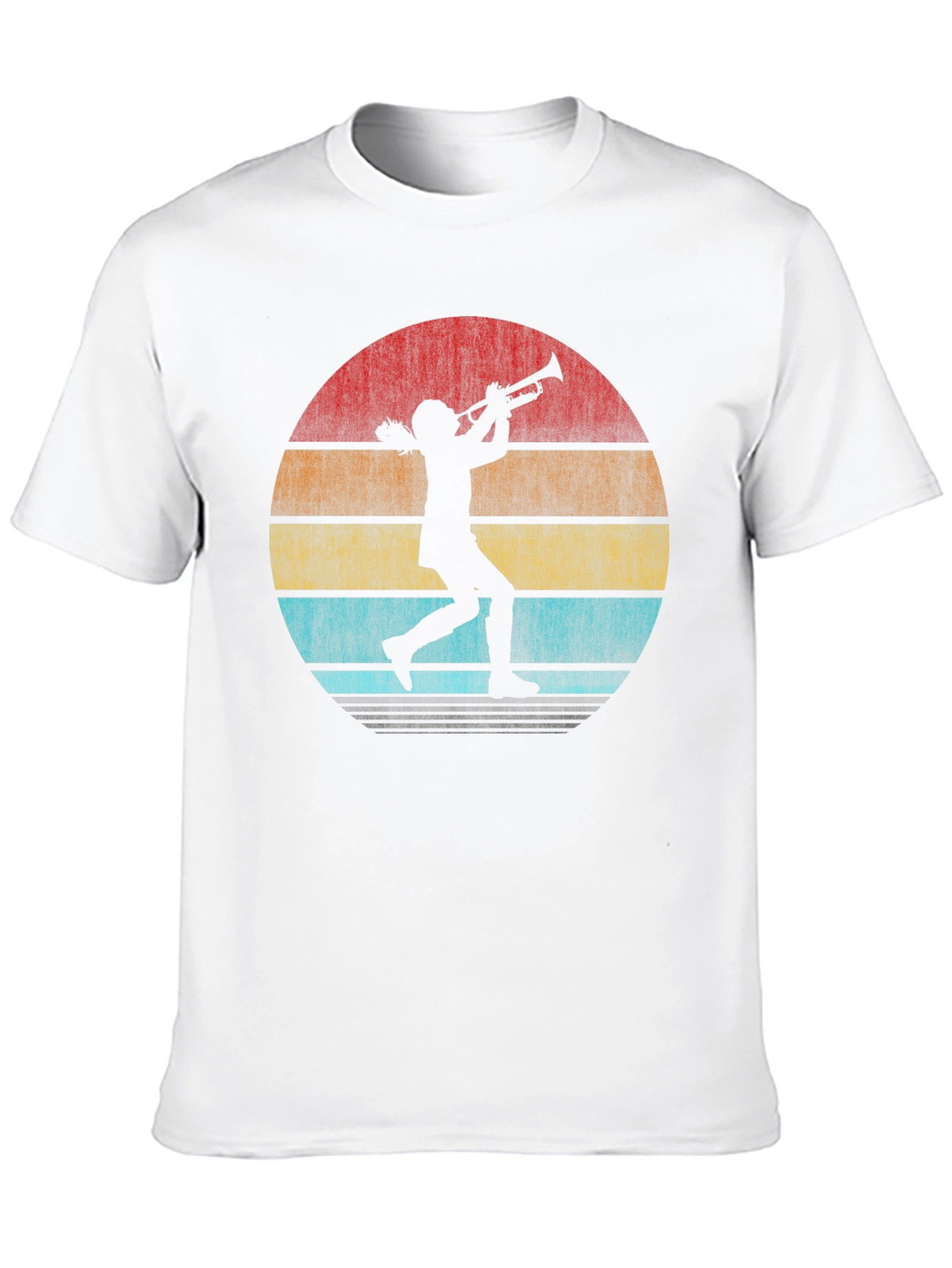 Trumpet Player Retro Sunset Graphic T-Shirt