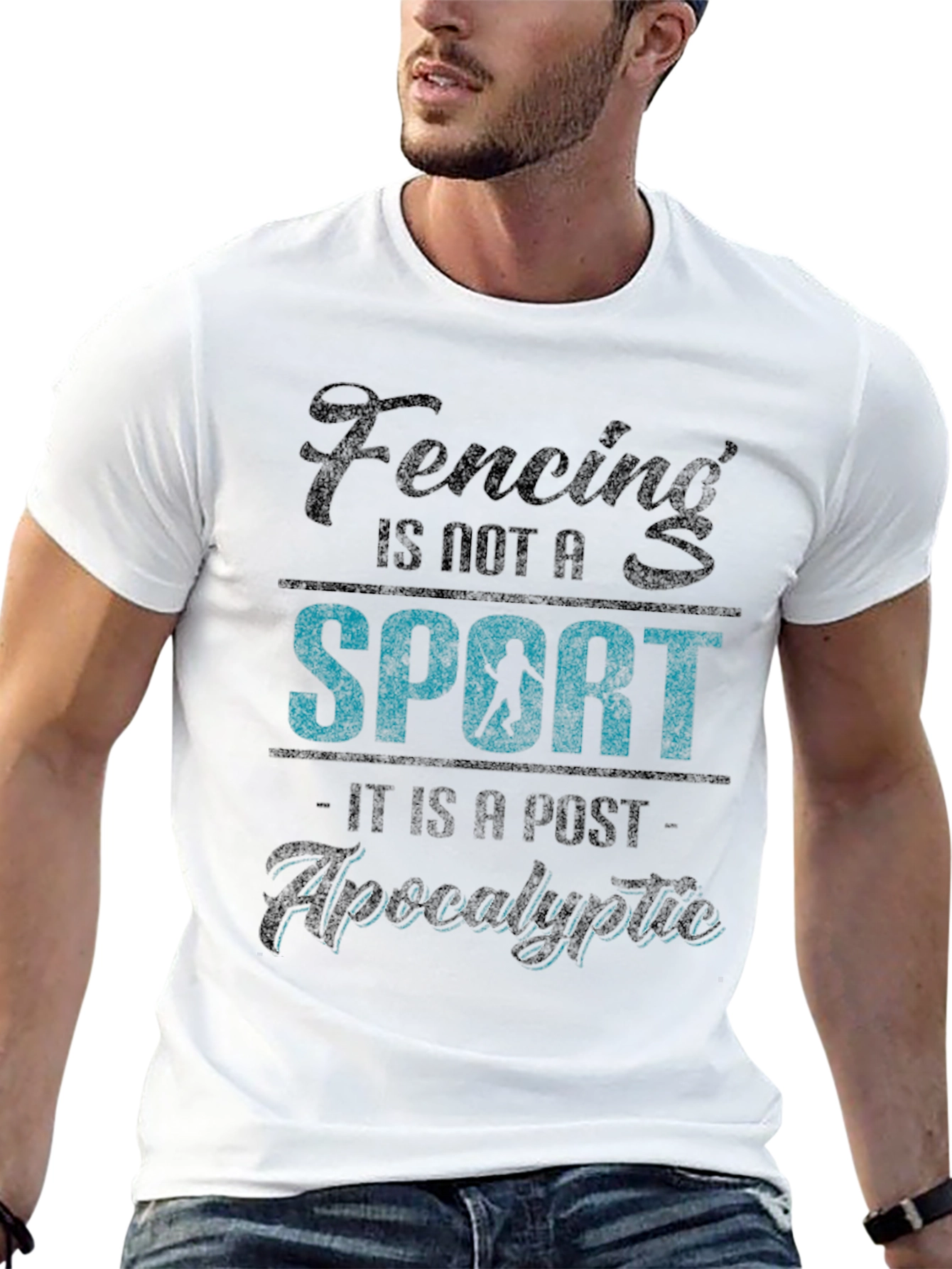 Fencing Post-Apocalyptic Black Graphic T-Shirt