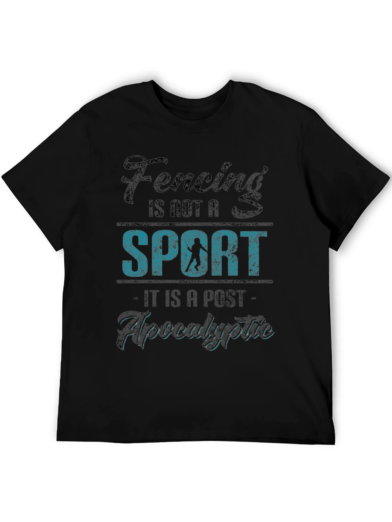 Fencing Post-Apocalyptic Black Graphic T-Shirt