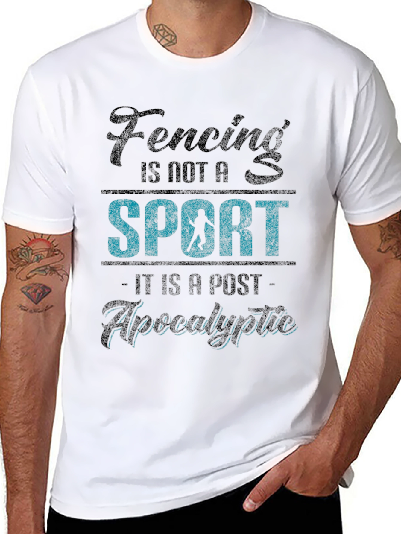 Fencing Post-Apocalyptic Black Graphic T-Shirt