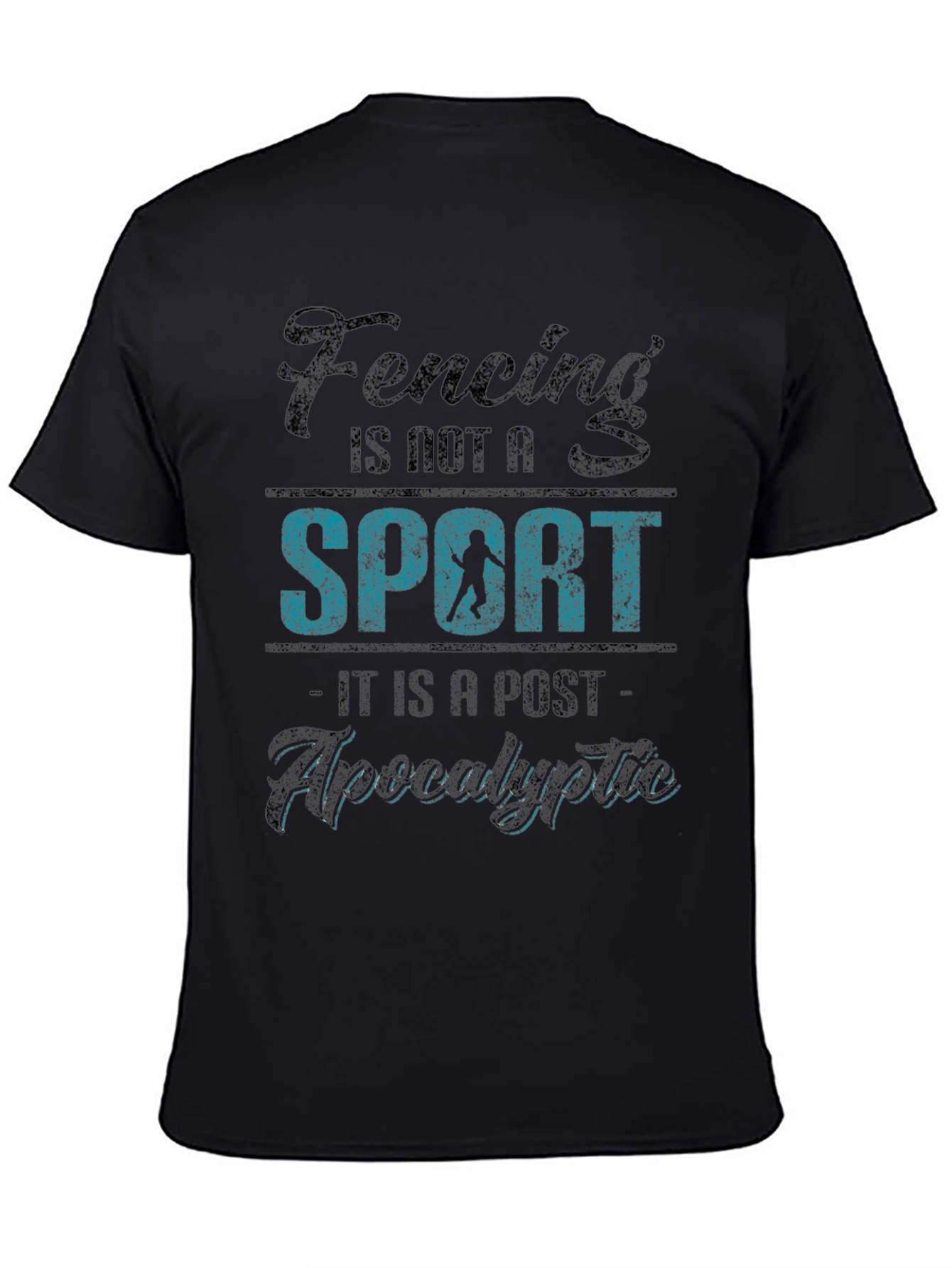 Fencing Post-Apocalyptic Black Graphic T-Shirt