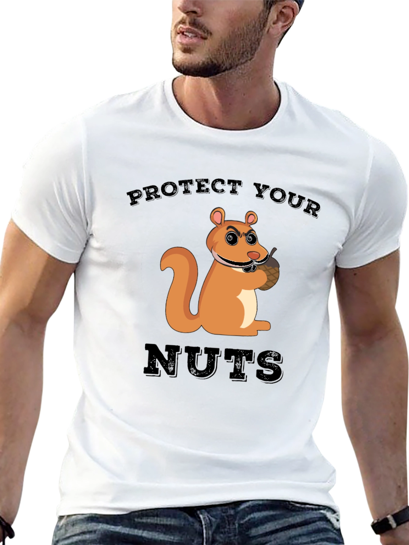 Protect Your Nuts Squirrel Graphic Tee - Black Cotton