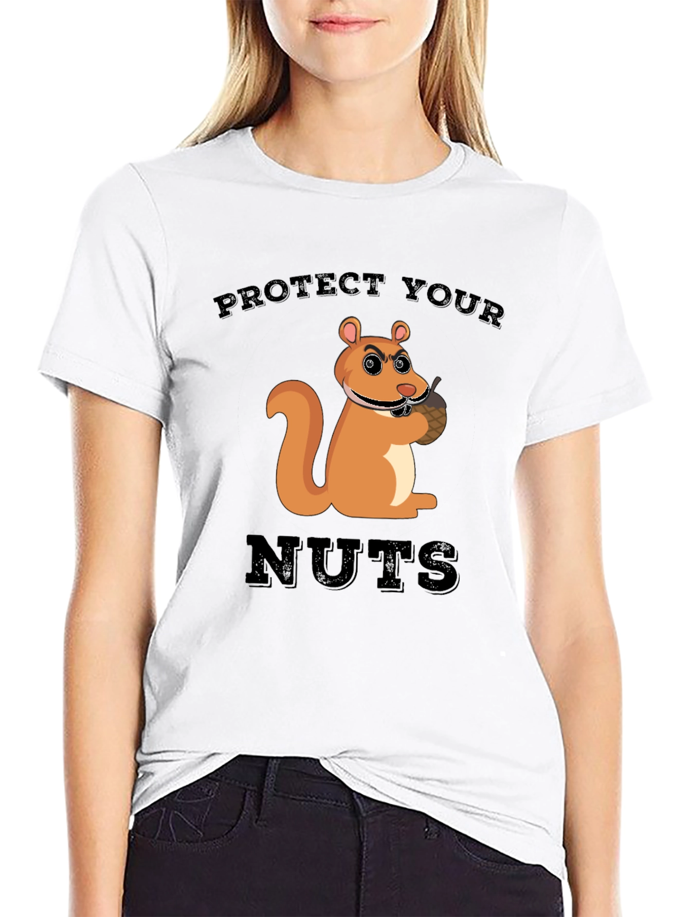 Protect Your Nuts Squirrel Graphic Tee - Black Cotton