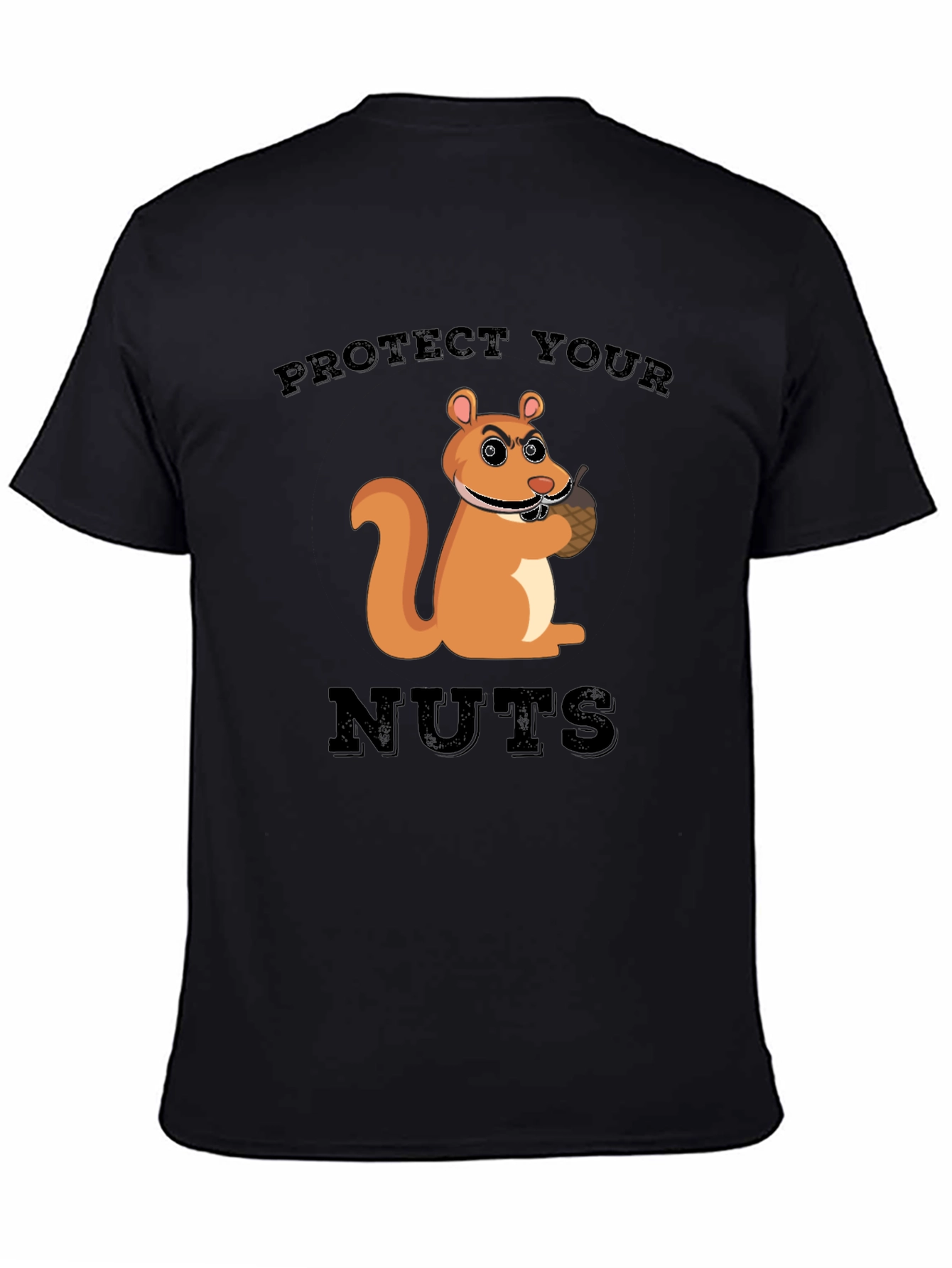 Protect Your Nuts Squirrel Graphic Tee - Black Cotton