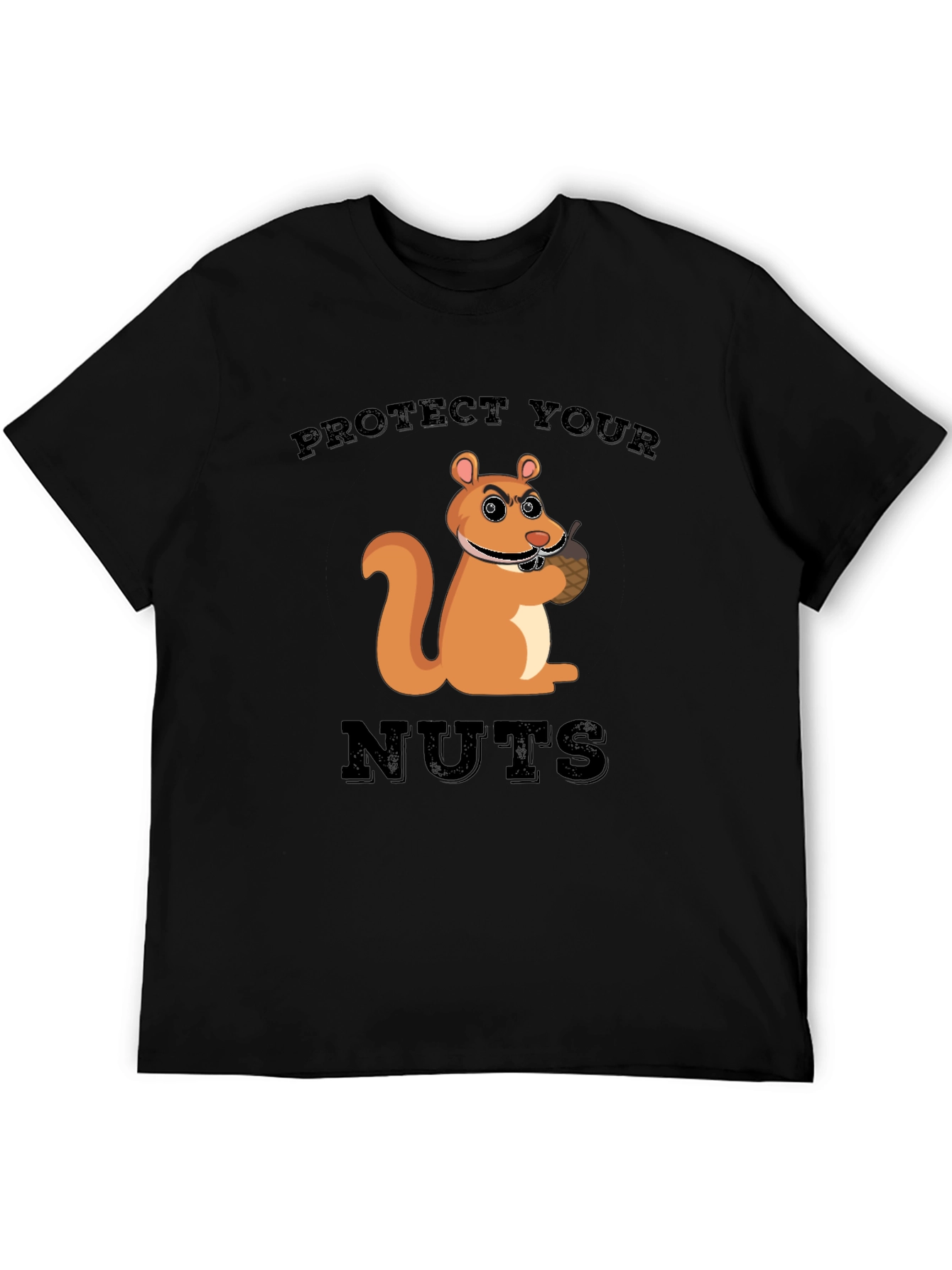 Protect Your Nuts Squirrel Graphic Tee - Black Cotton