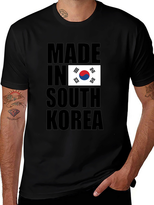 Made in South Korea Graphic Tee - Black Cotton Shirt