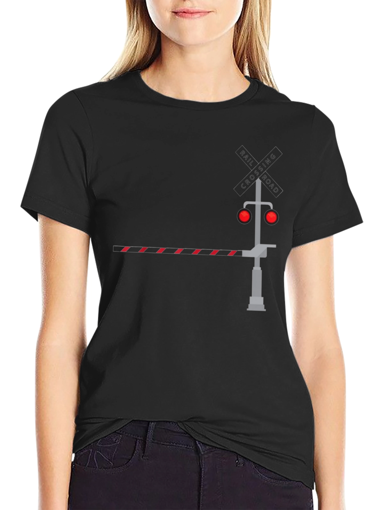 Railroad Crossing Graphic Tee - Black