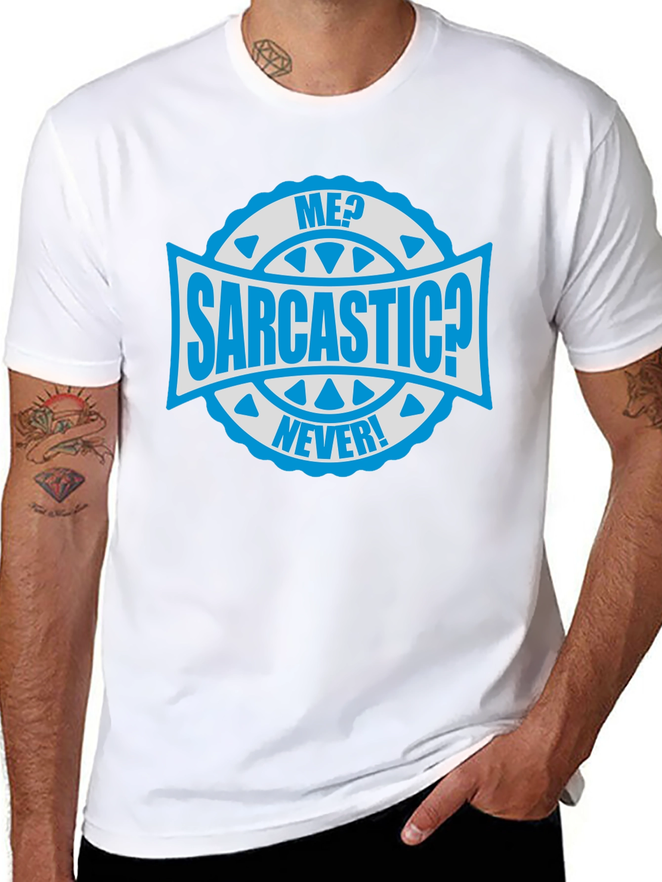 Sarcastic Never! Graphic Tee - Mens Black Cotton T-Shirt
