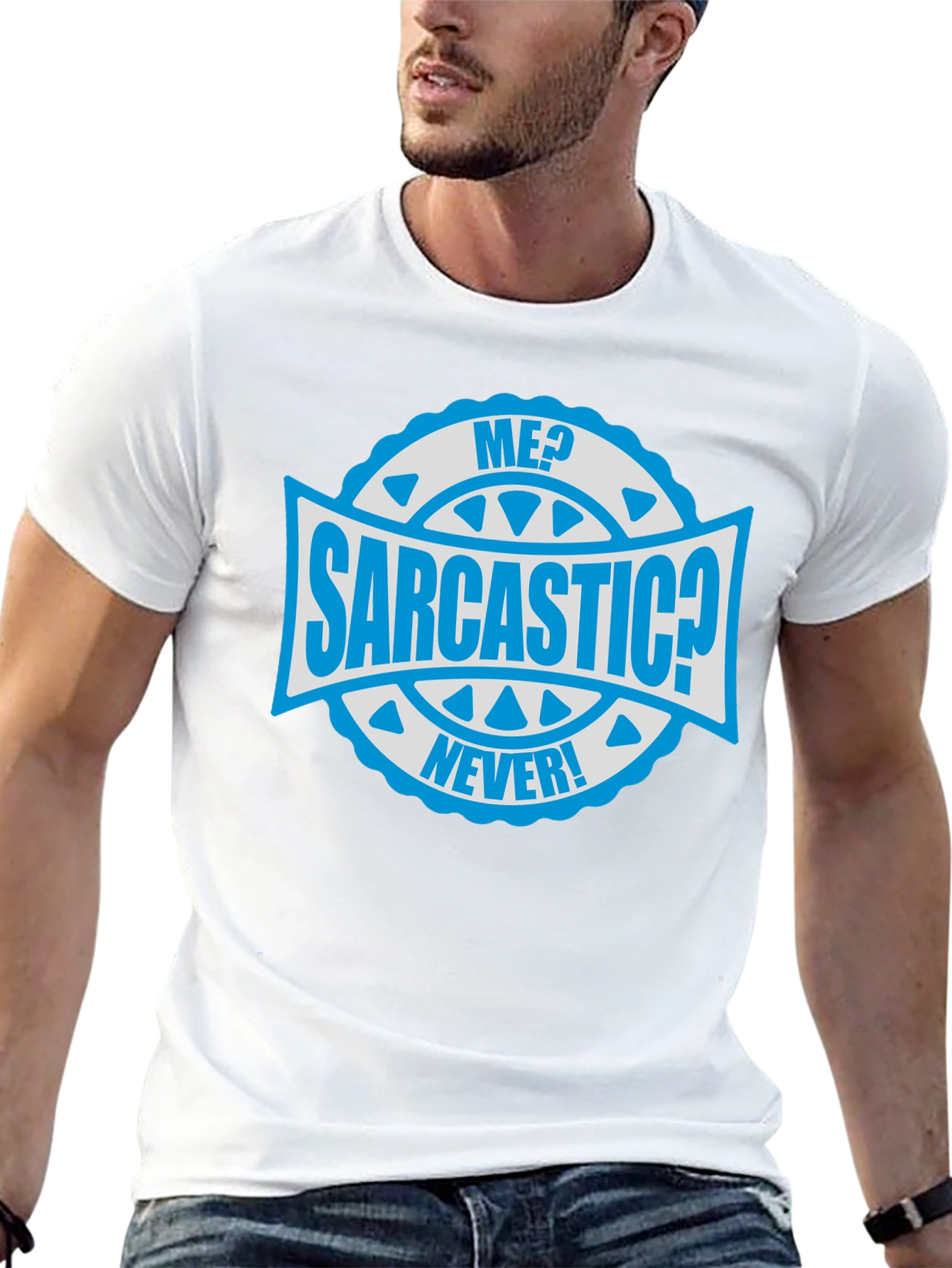 Sarcastic Never! Graphic Tee - Mens Black Cotton T-Shirt