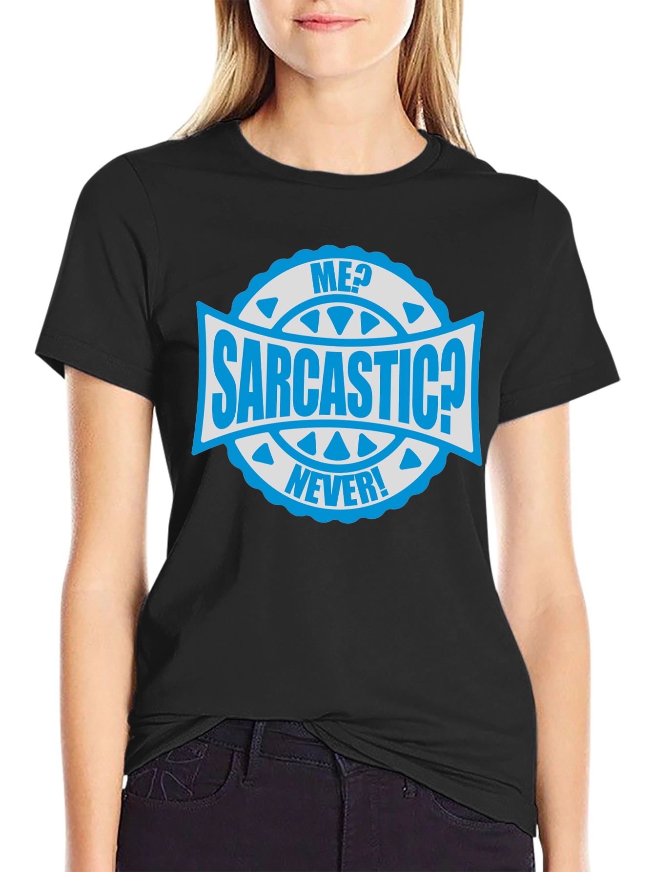 Sarcastic Never! Graphic Tee - Mens Black Cotton T-Shirt