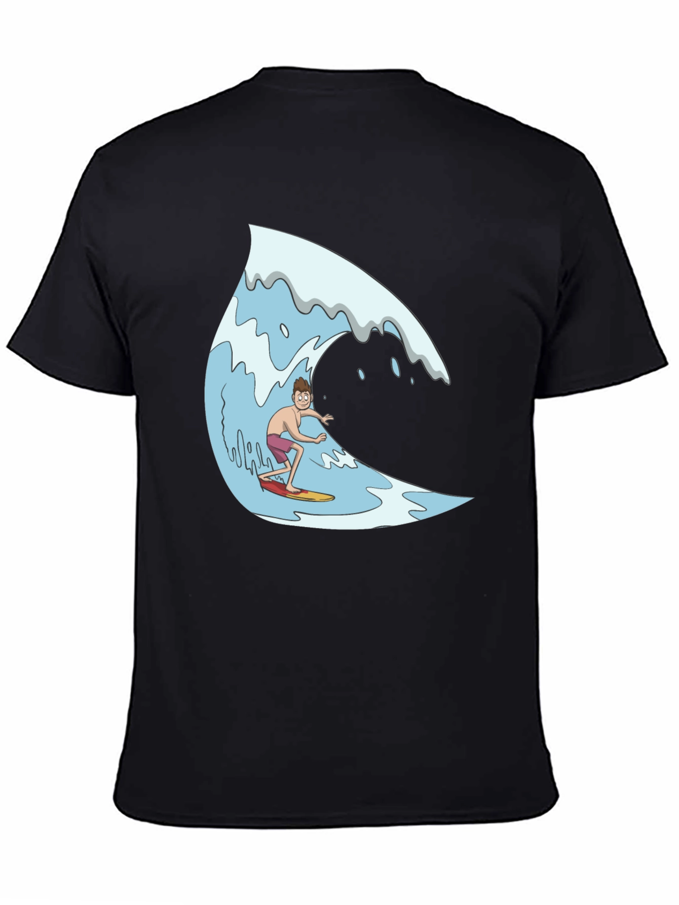 Surfer Wave Graphic Black T-Shirt