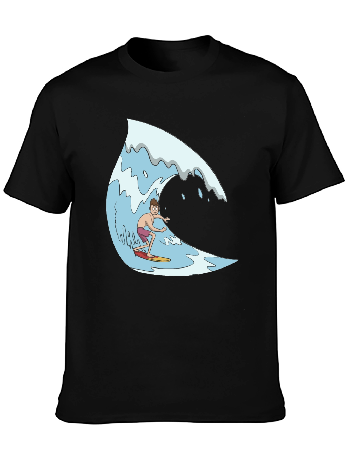 Surfer Wave Graphic Black T-Shirt
