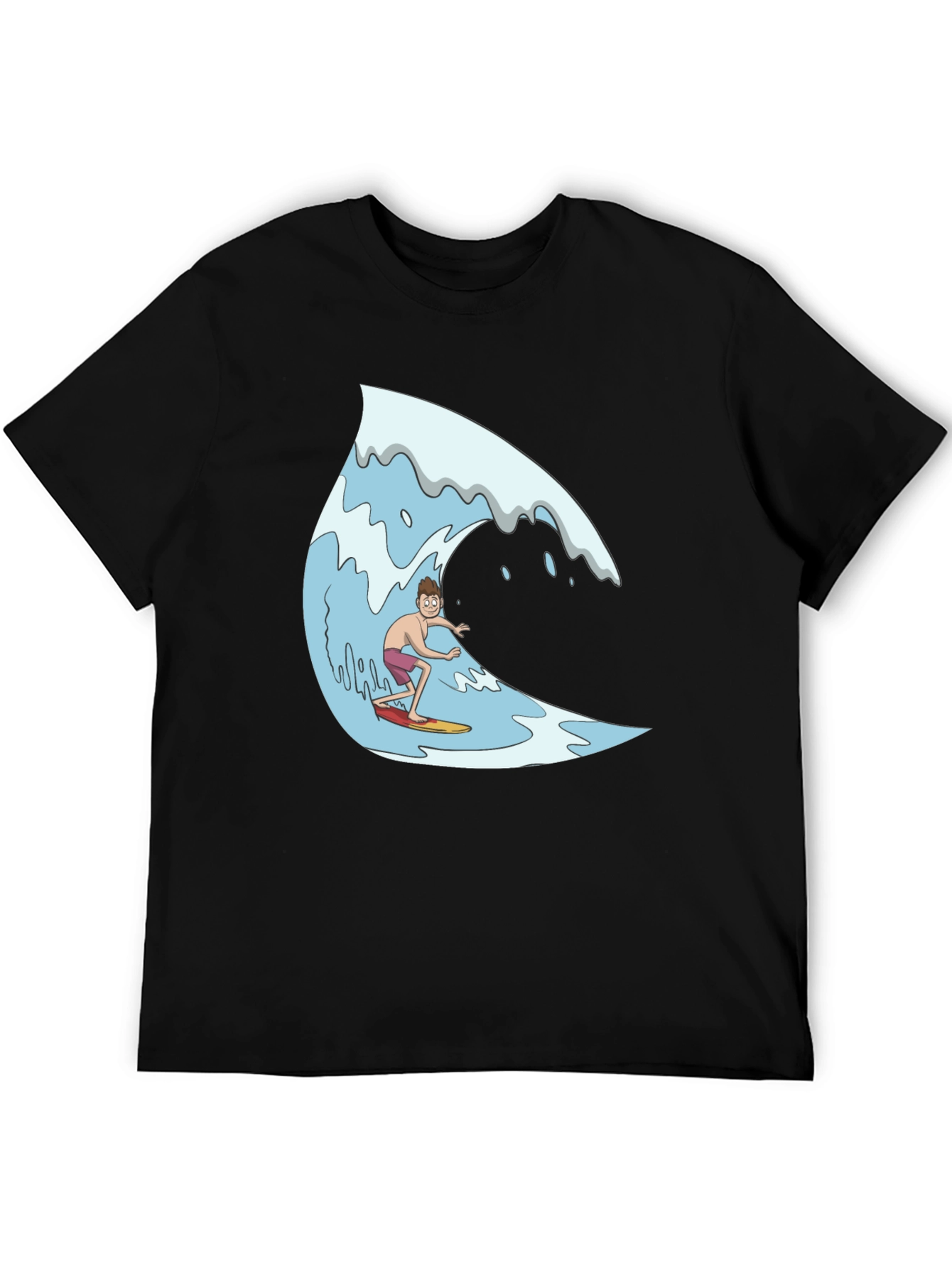 Surfer Wave Graphic Black T-Shirt