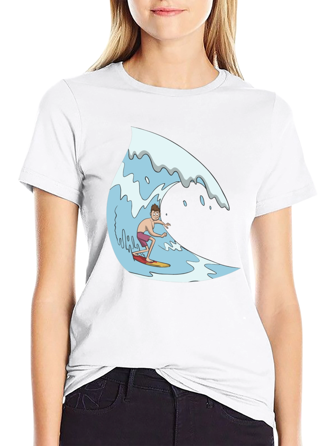 Surfer Wave Graphic Black T-Shirt