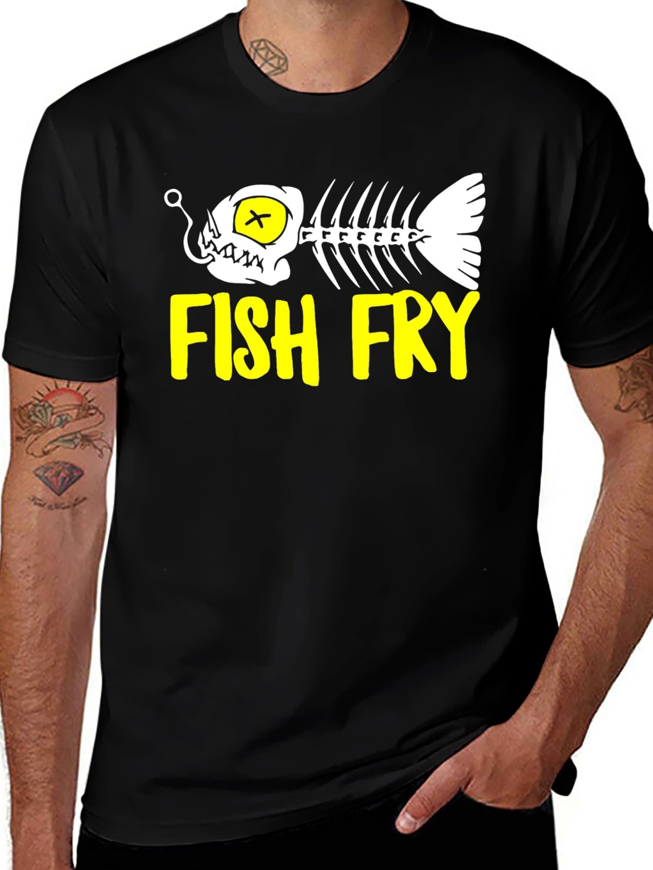 Fish Fry Graphic T-Shirt - Black Cotton Tee