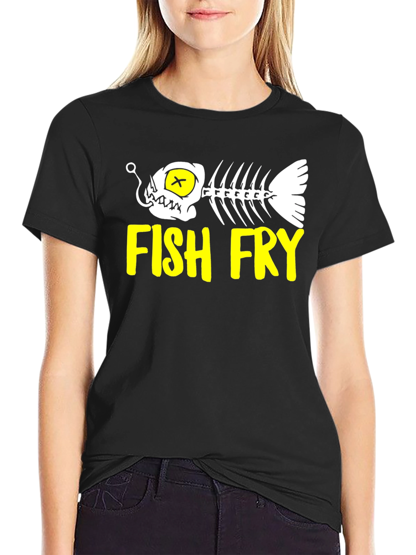 Fish Fry Graphic T-Shirt - Black Cotton Tee