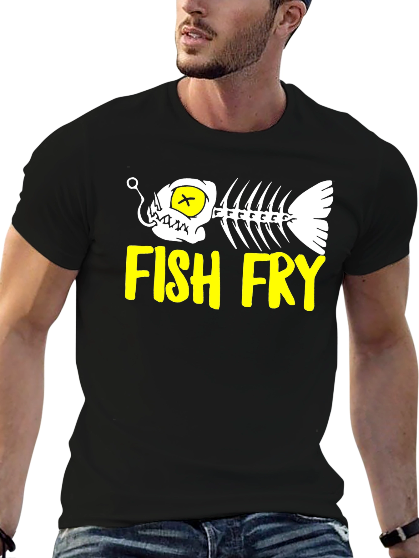 Fish Fry Graphic T-Shirt - Black Cotton Tee