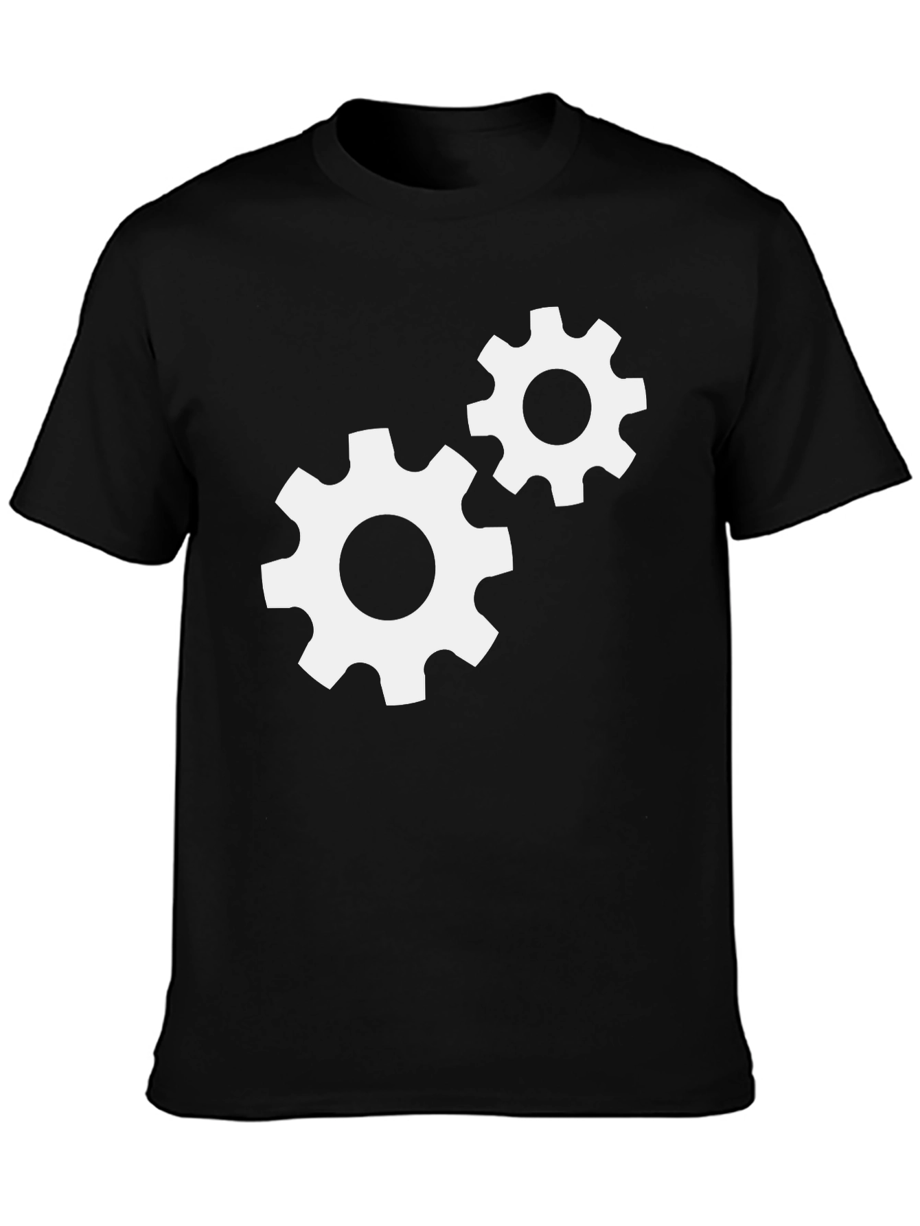 Gear Design Graphic Tee - Black Cotton T-Shirt