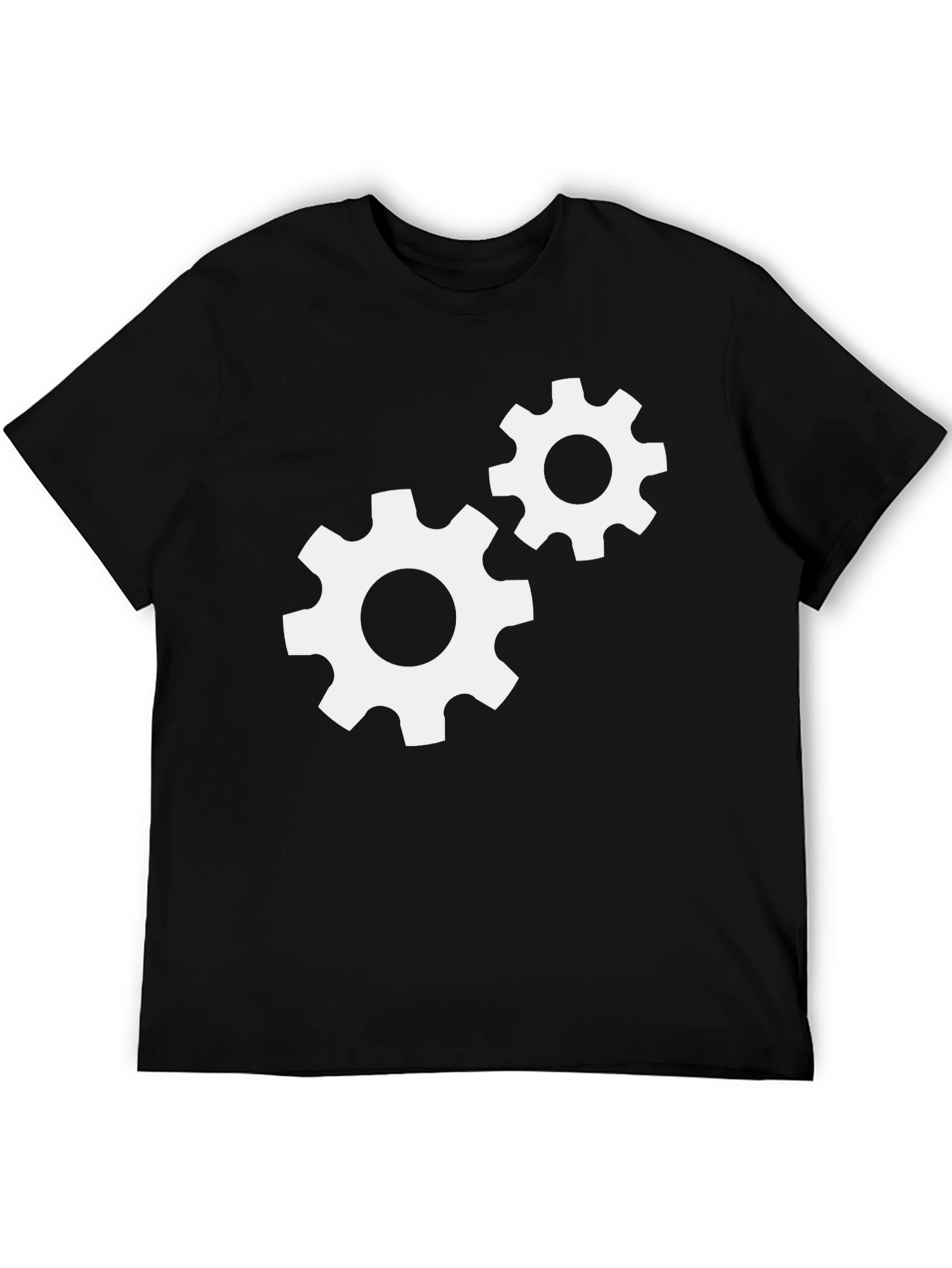 Gear Design Graphic Tee - Black Cotton T-Shirt