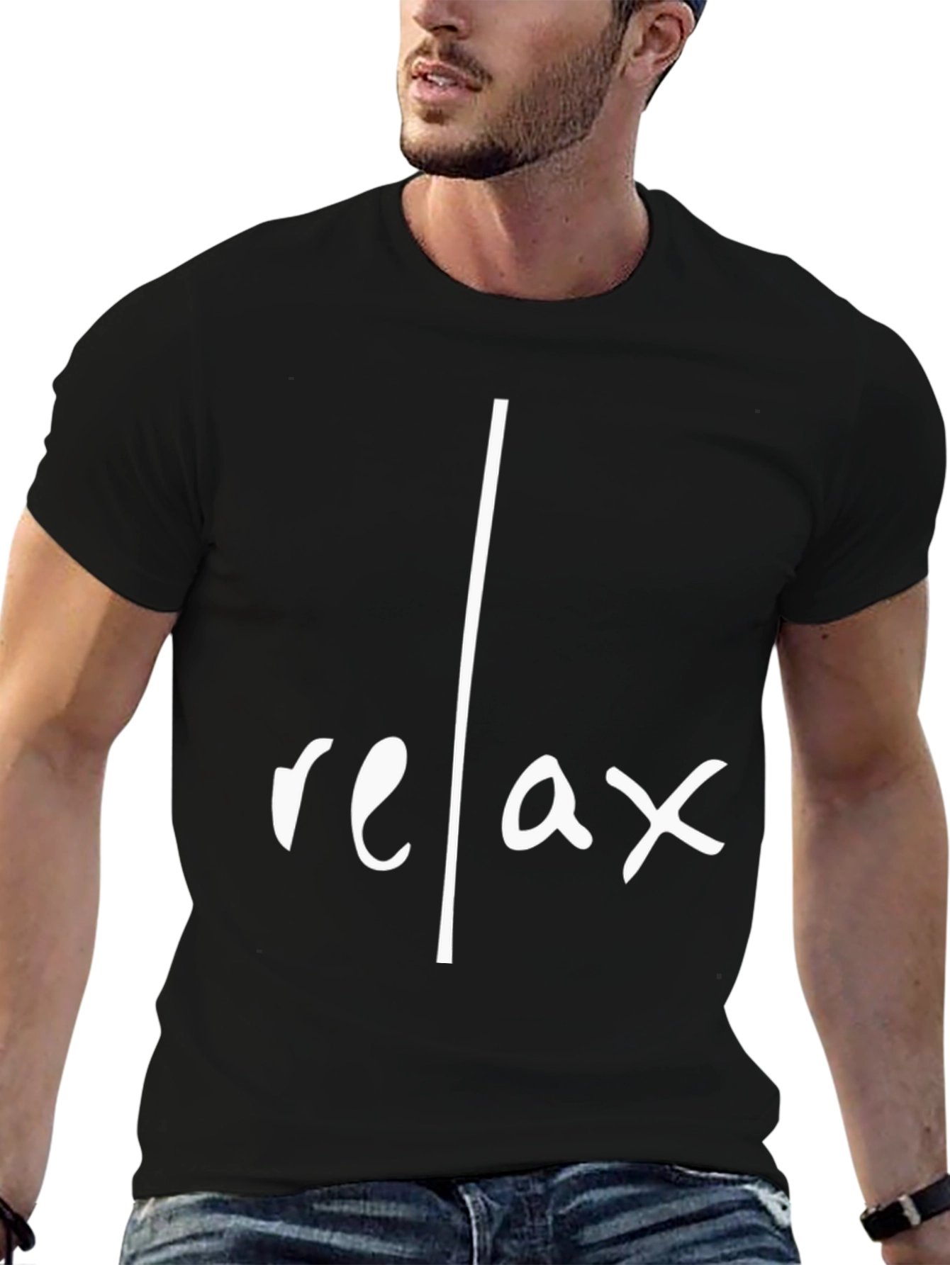 Relax Graphic Tee - Black Cotton Casual Shirt