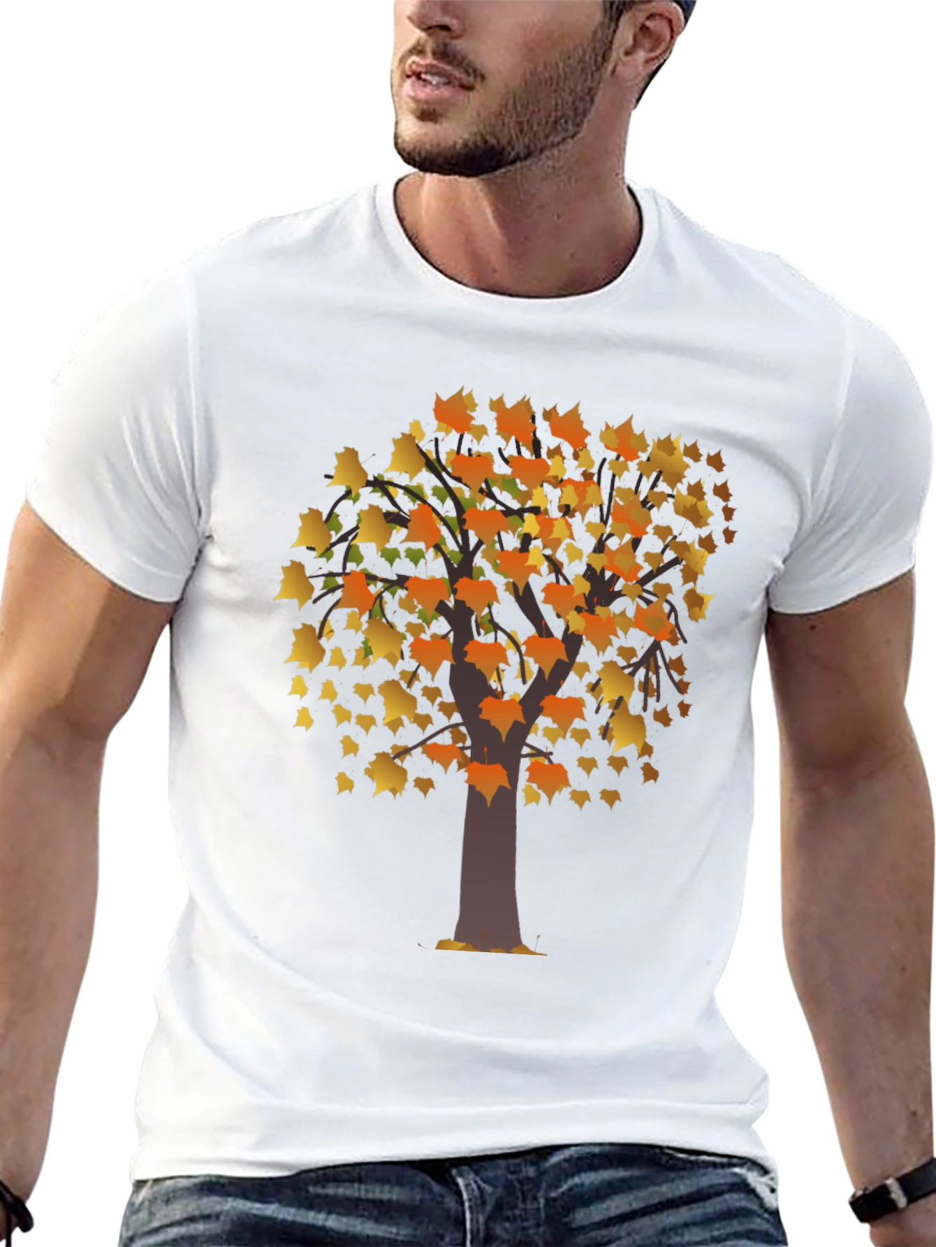 Autumn Tree Graphic Black T-Shirt