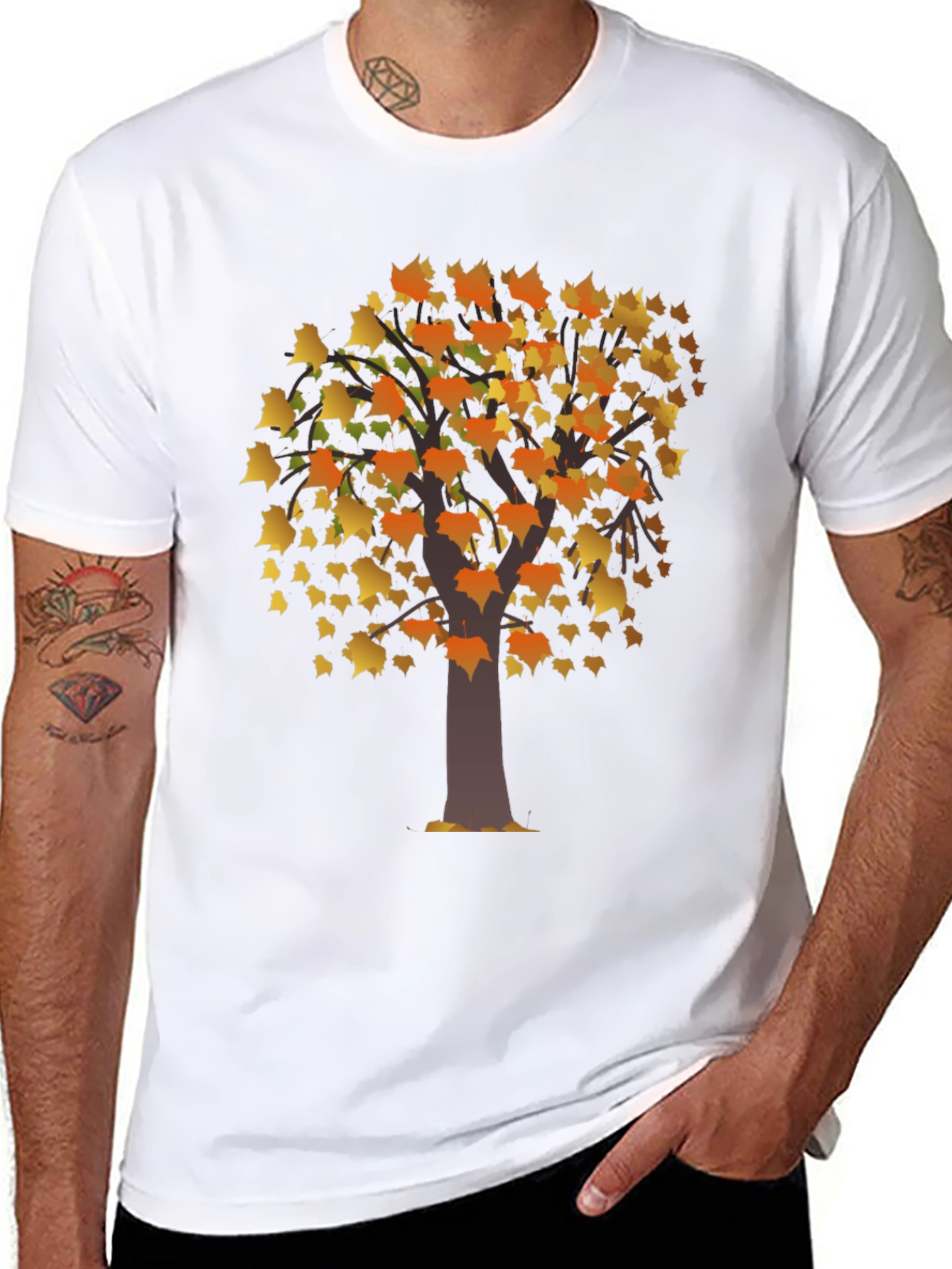 Autumn Tree Graphic Black T-Shirt