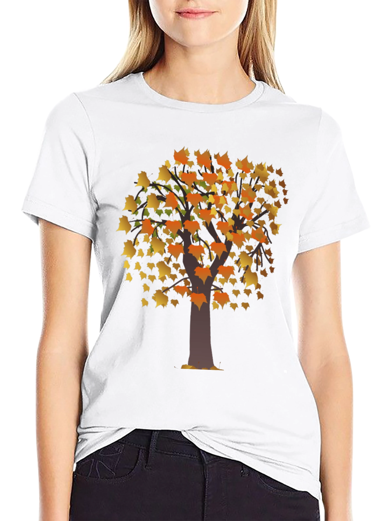 Autumn Tree Graphic Black T-Shirt