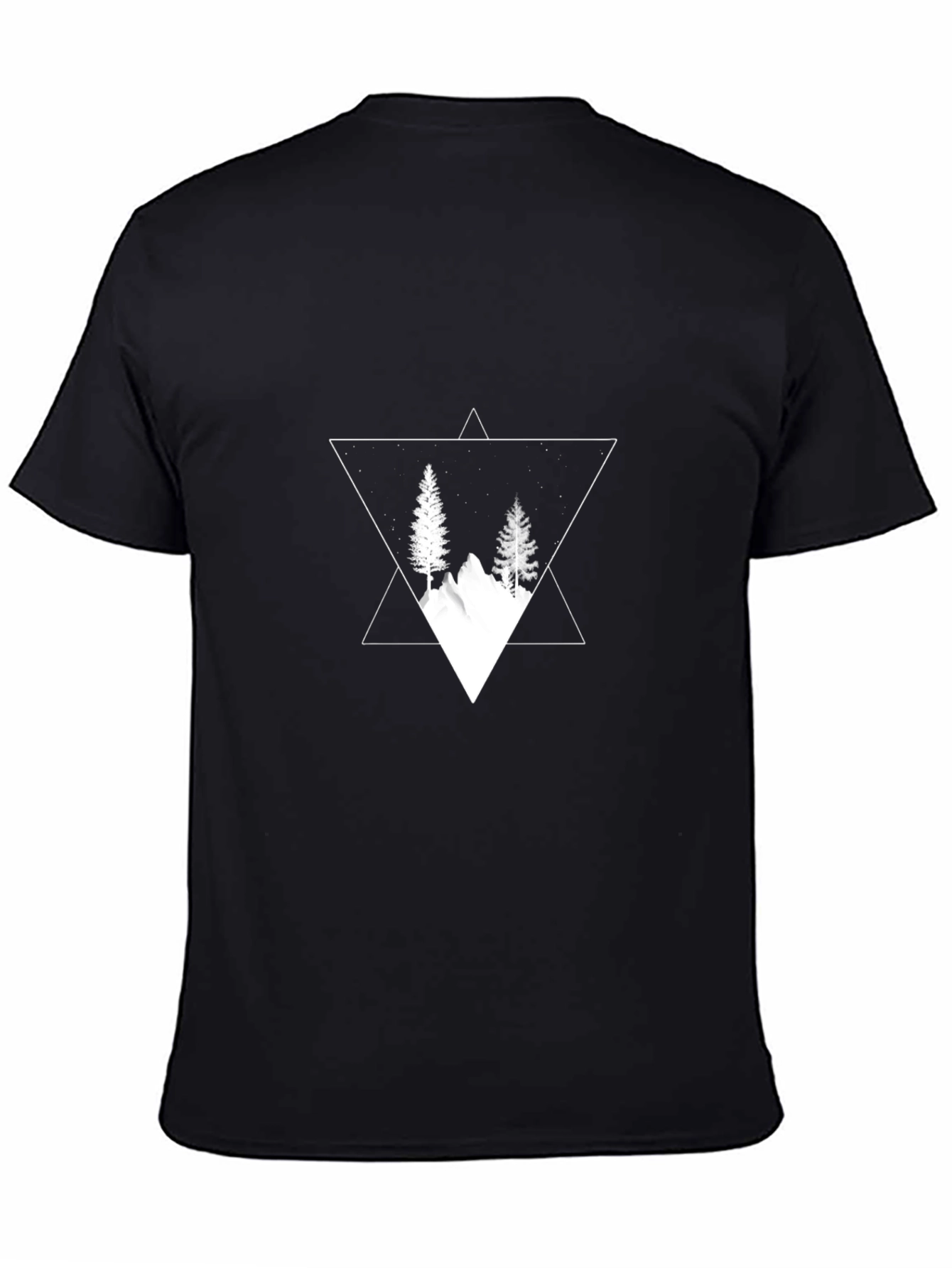 Mountain & Trees Triangle Graphic Black T-Shirt