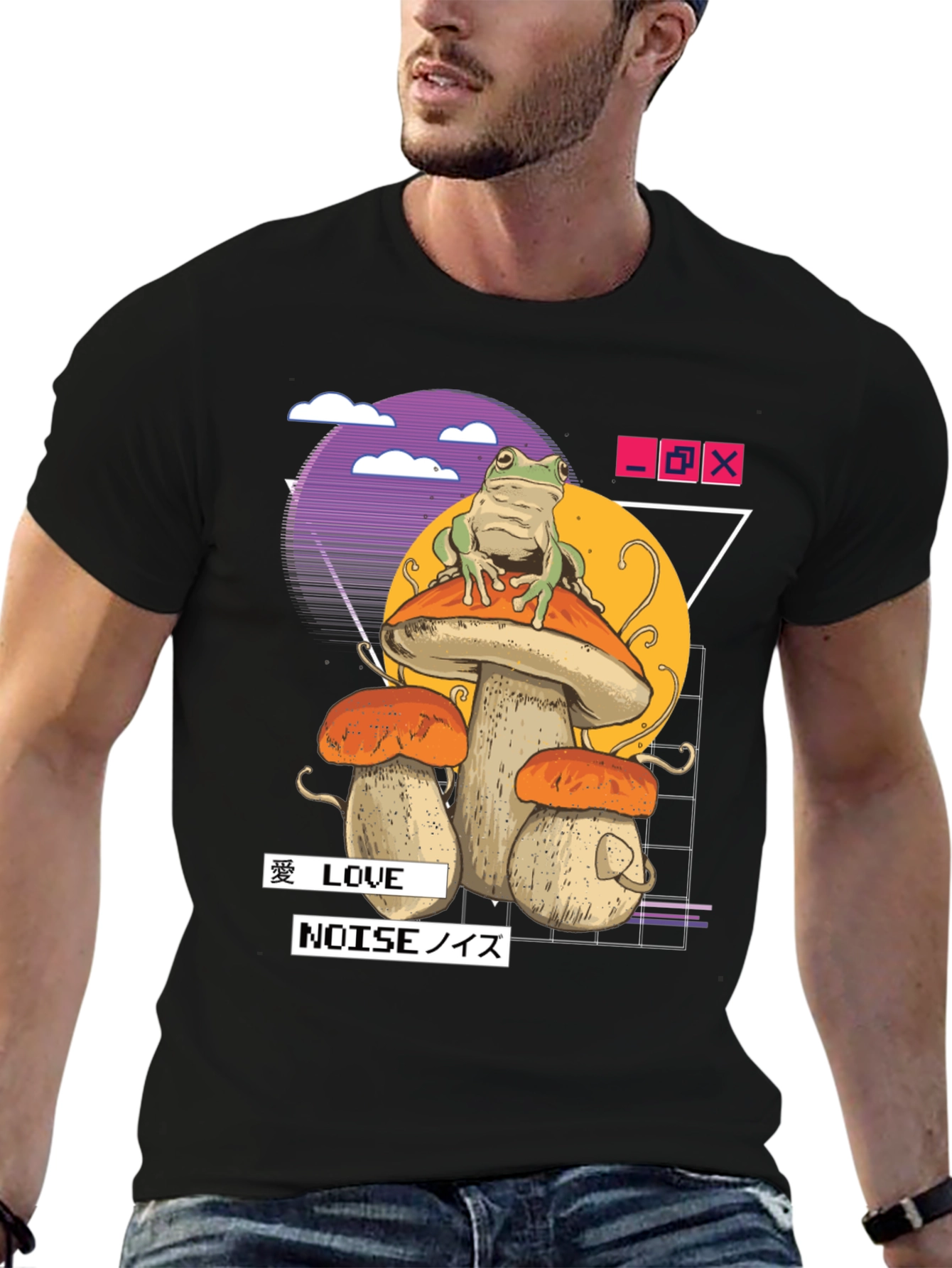 Frog on Mushroom T-Shirt - Vaporwave Aesthetic