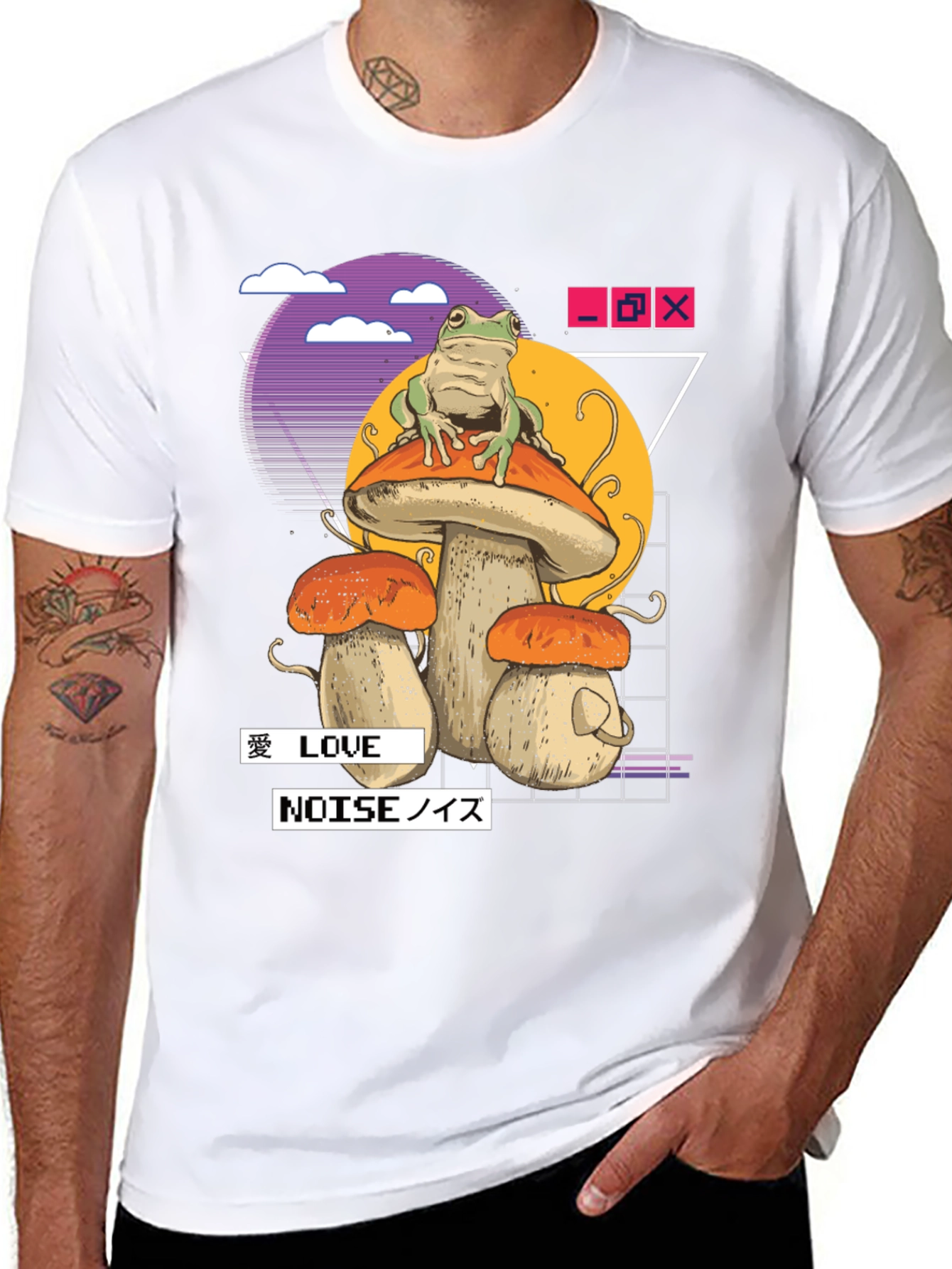 Frog on Mushroom T-Shirt - Vaporwave Aesthetic