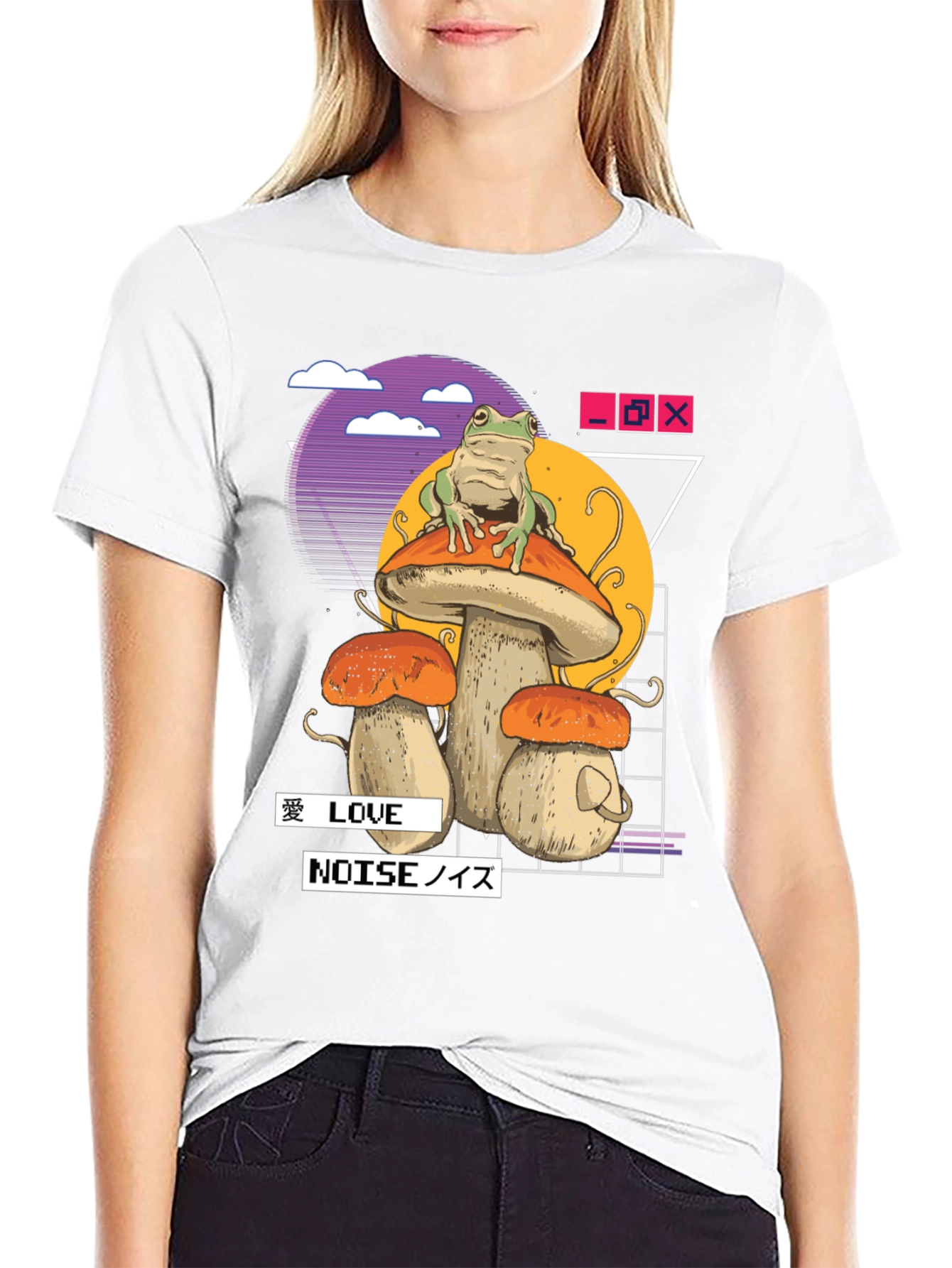 Frog on Mushroom T-Shirt - Vaporwave Aesthetic