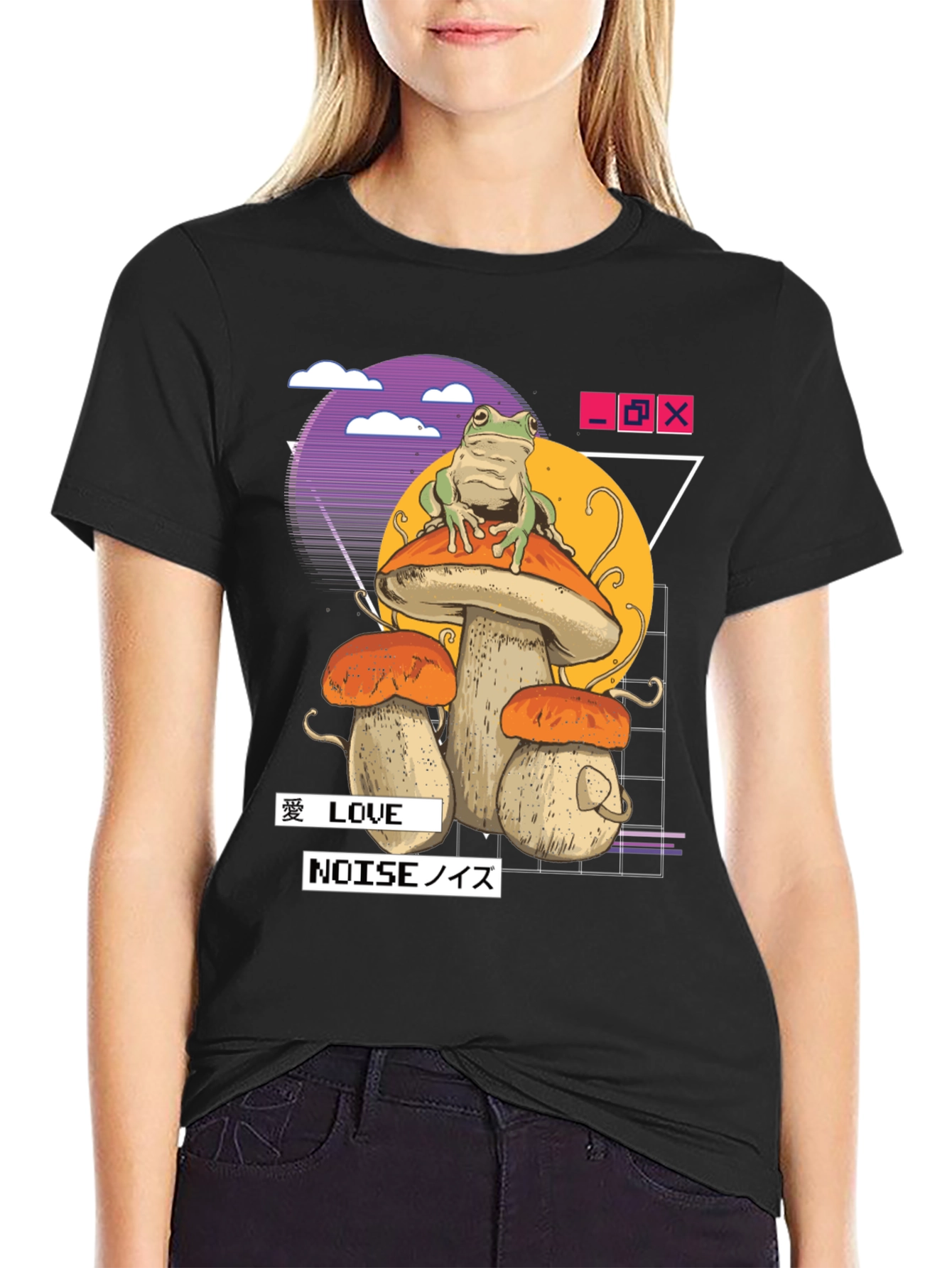 Frog on Mushroom T-Shirt - Vaporwave Aesthetic