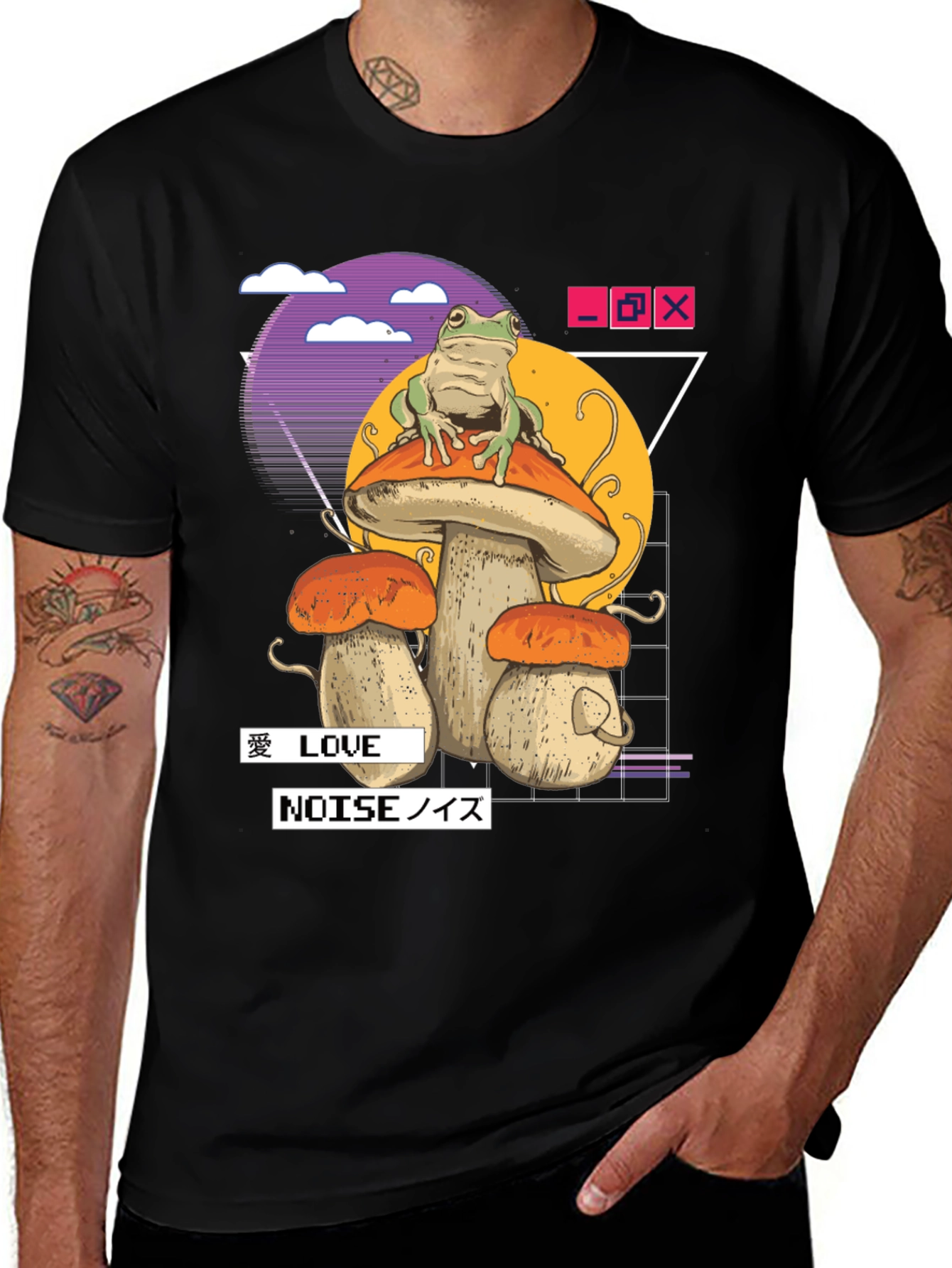 Frog on Mushroom T-Shirt - Vaporwave Aesthetic