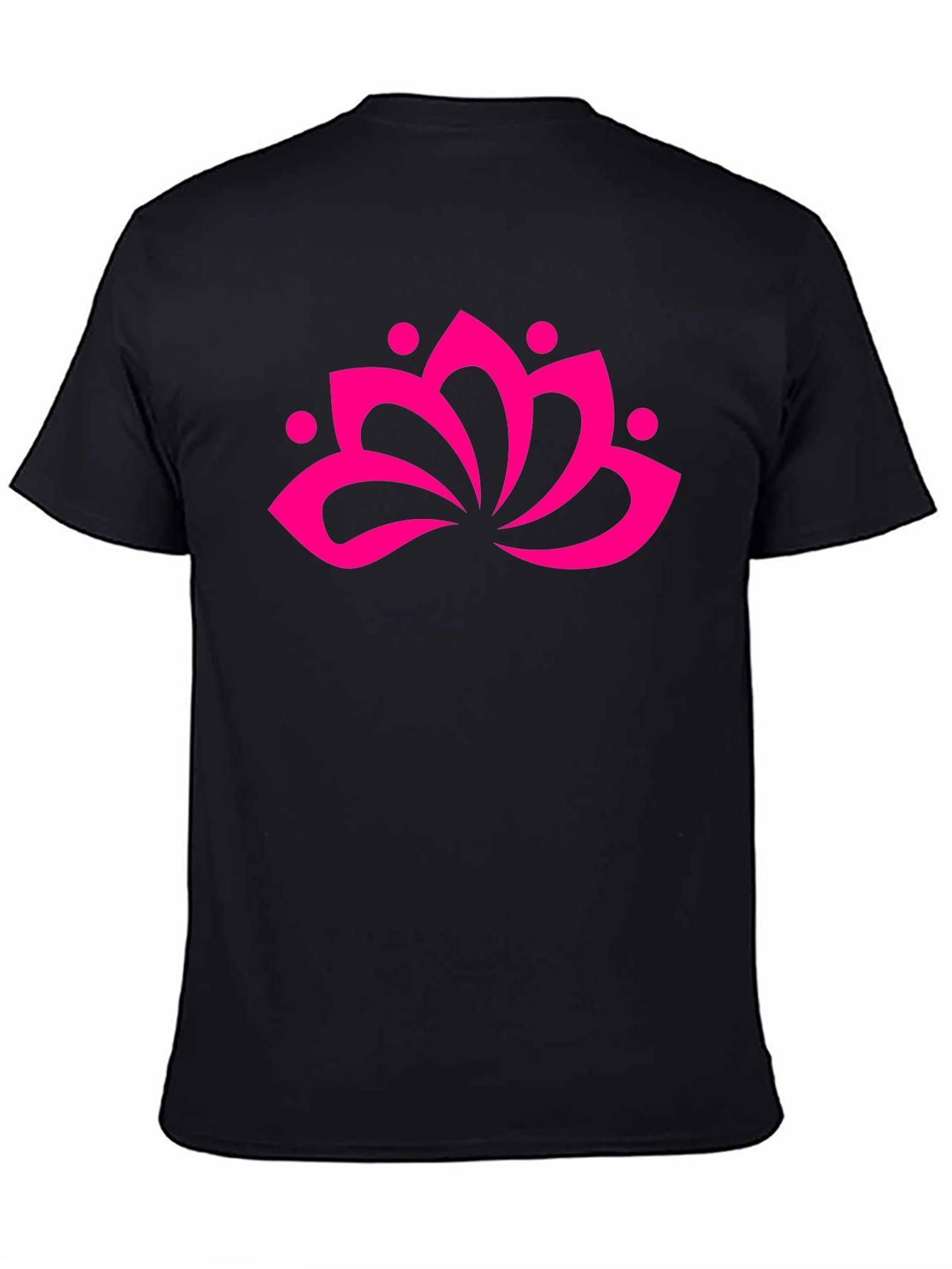 Black T-Shirt with Pink Lotus Flower Graphic
