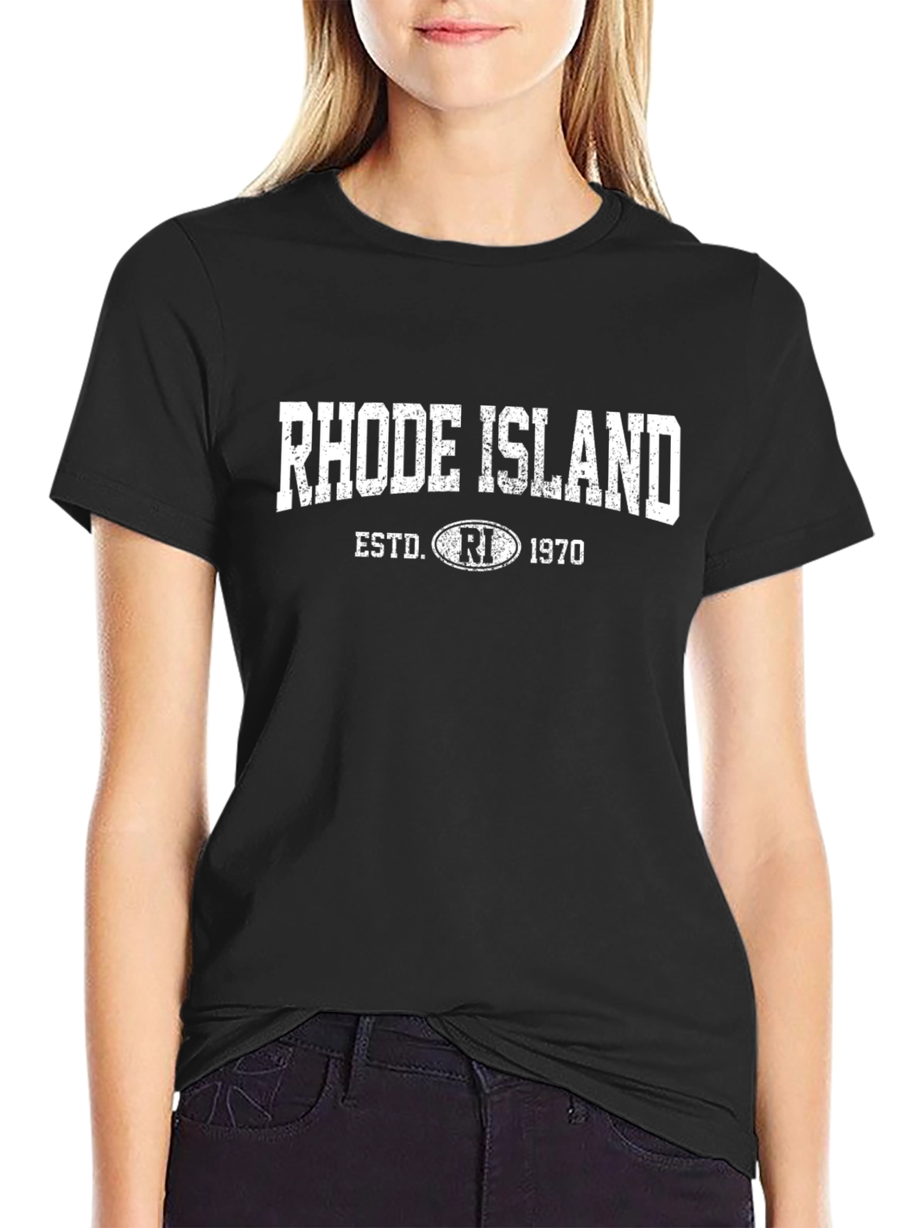 Rhode Island Est. 1970 Black Graphic T-Shirt
