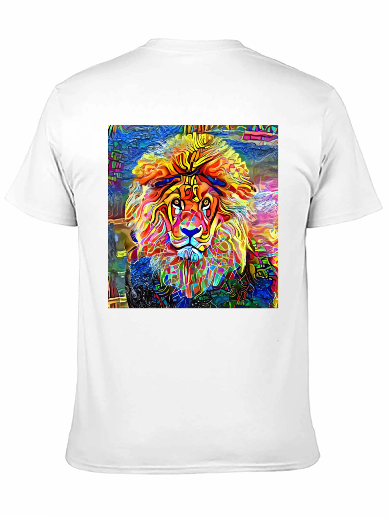 Vibrant Lion Graphic Black T-Shirt - Artistic Animal Tee