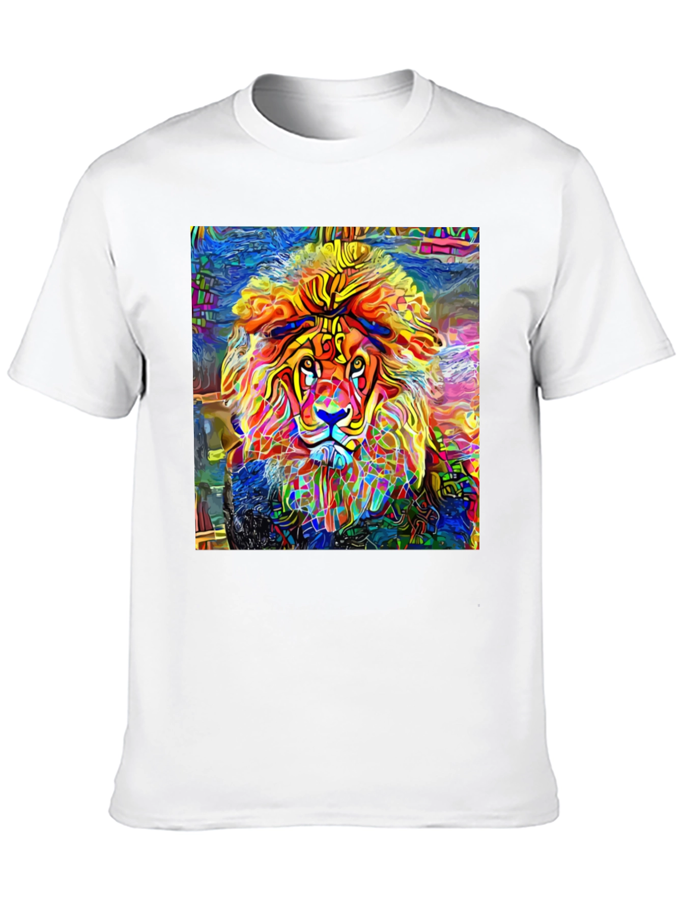 Vibrant Lion Graphic Black T-Shirt - Artistic Animal Tee