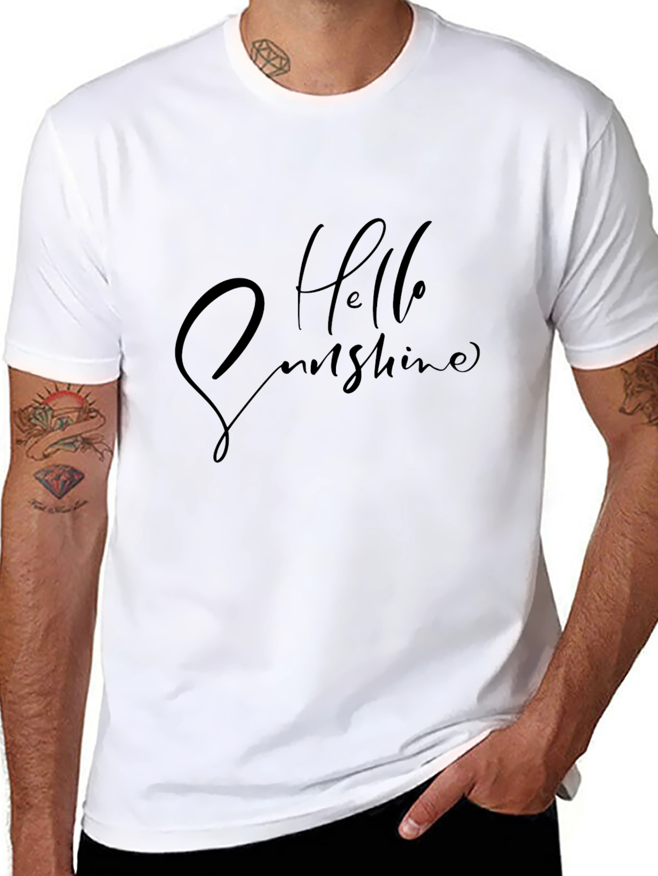 Hello Sunshine Graphic Print Black T-Shirt