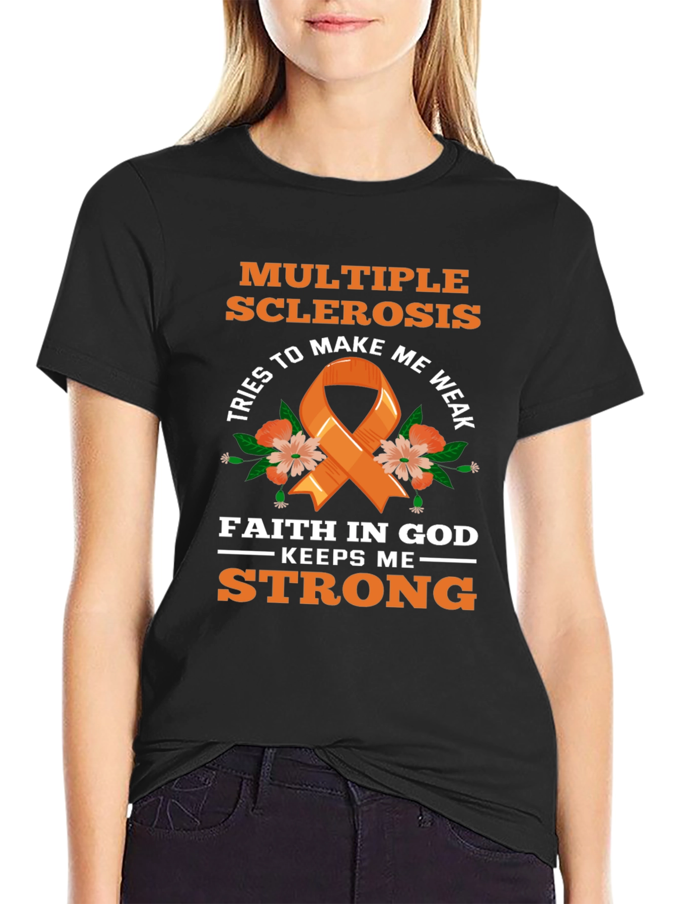 Multiple Sclerosis Awareness T-Shirt Faith Over Weakness