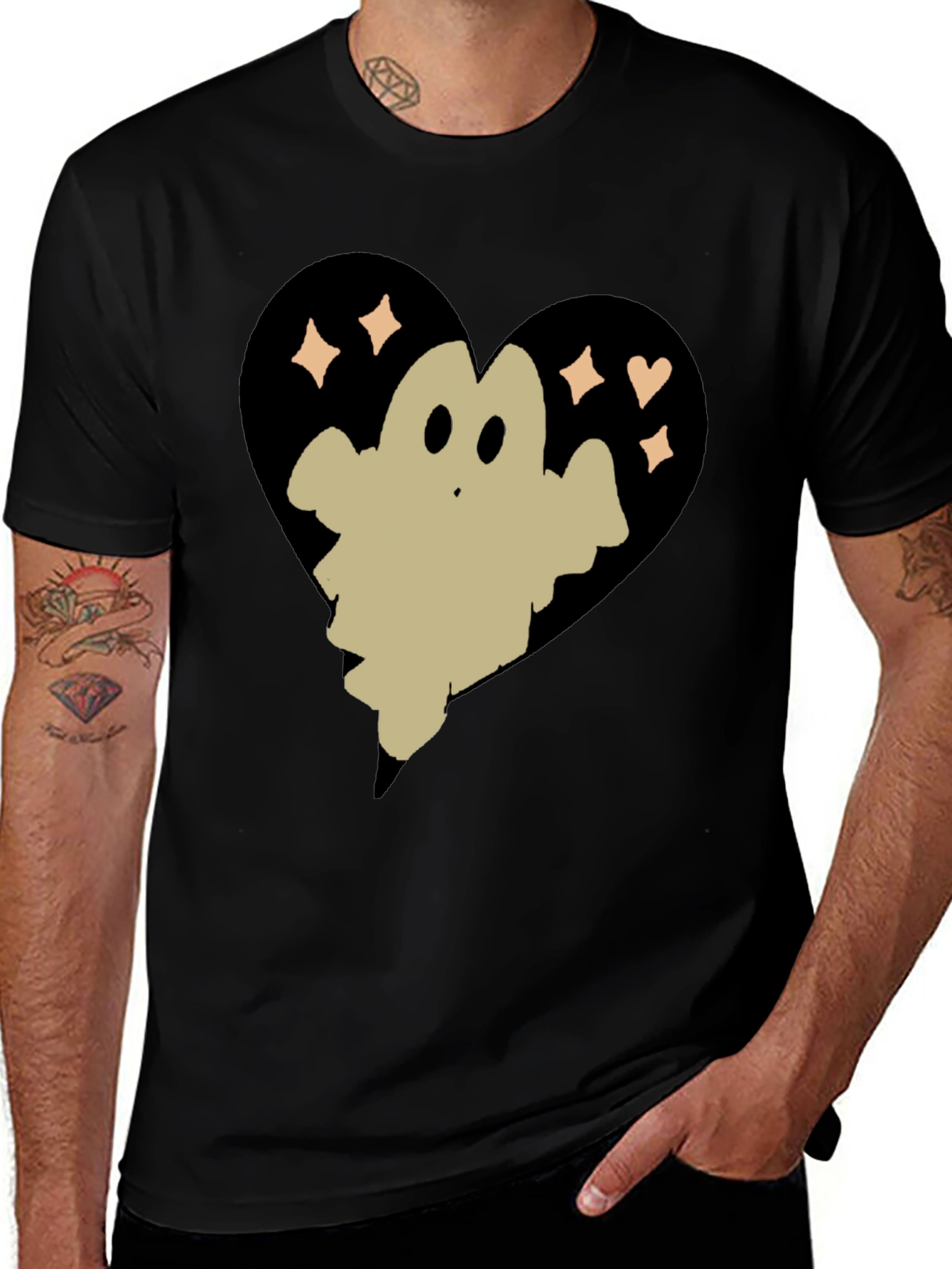 Ghost Heart Graphic Tee - Spooky Cute T-Shirt